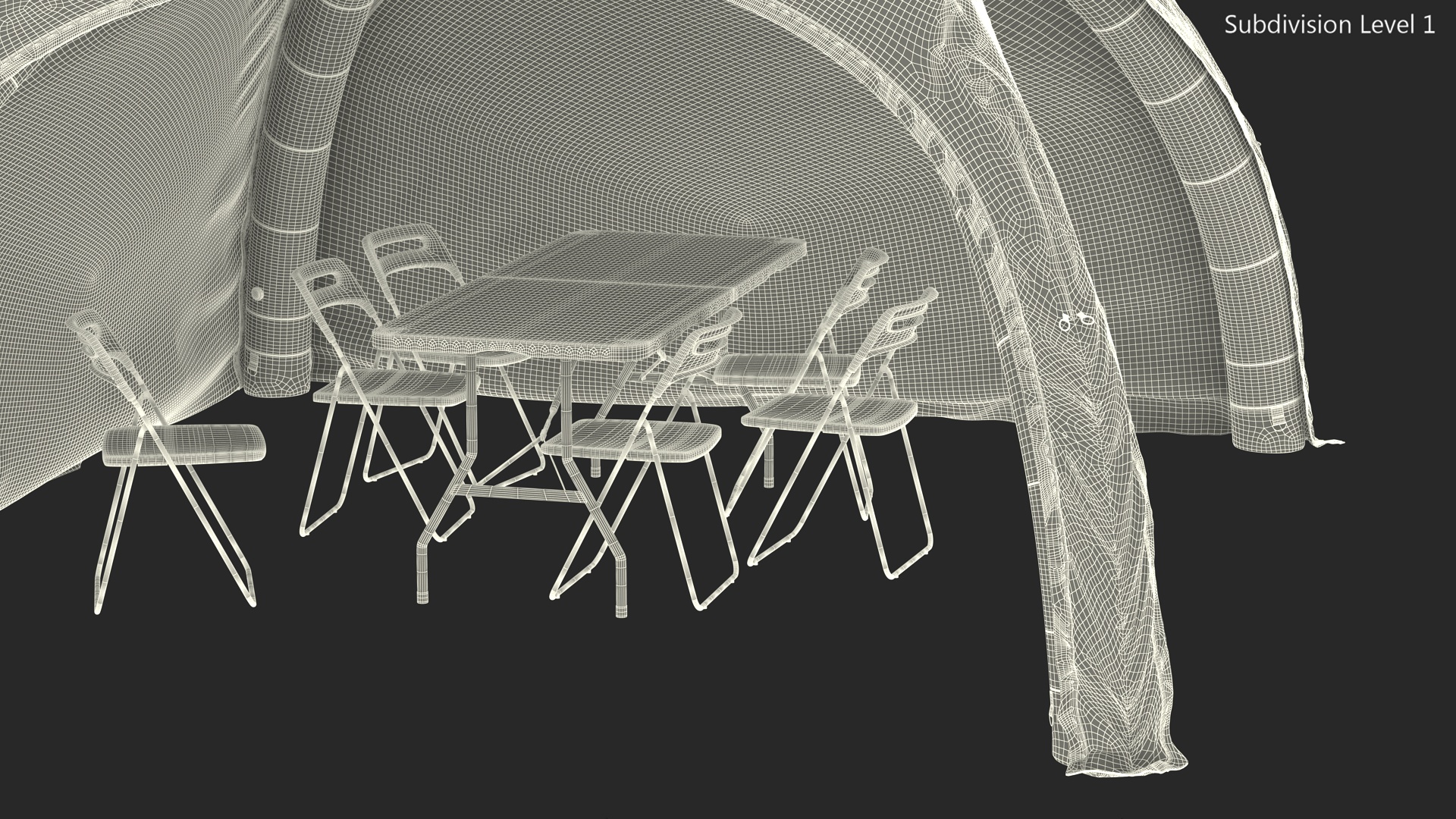 3D model Inflatable Shelter with Table and Chairs