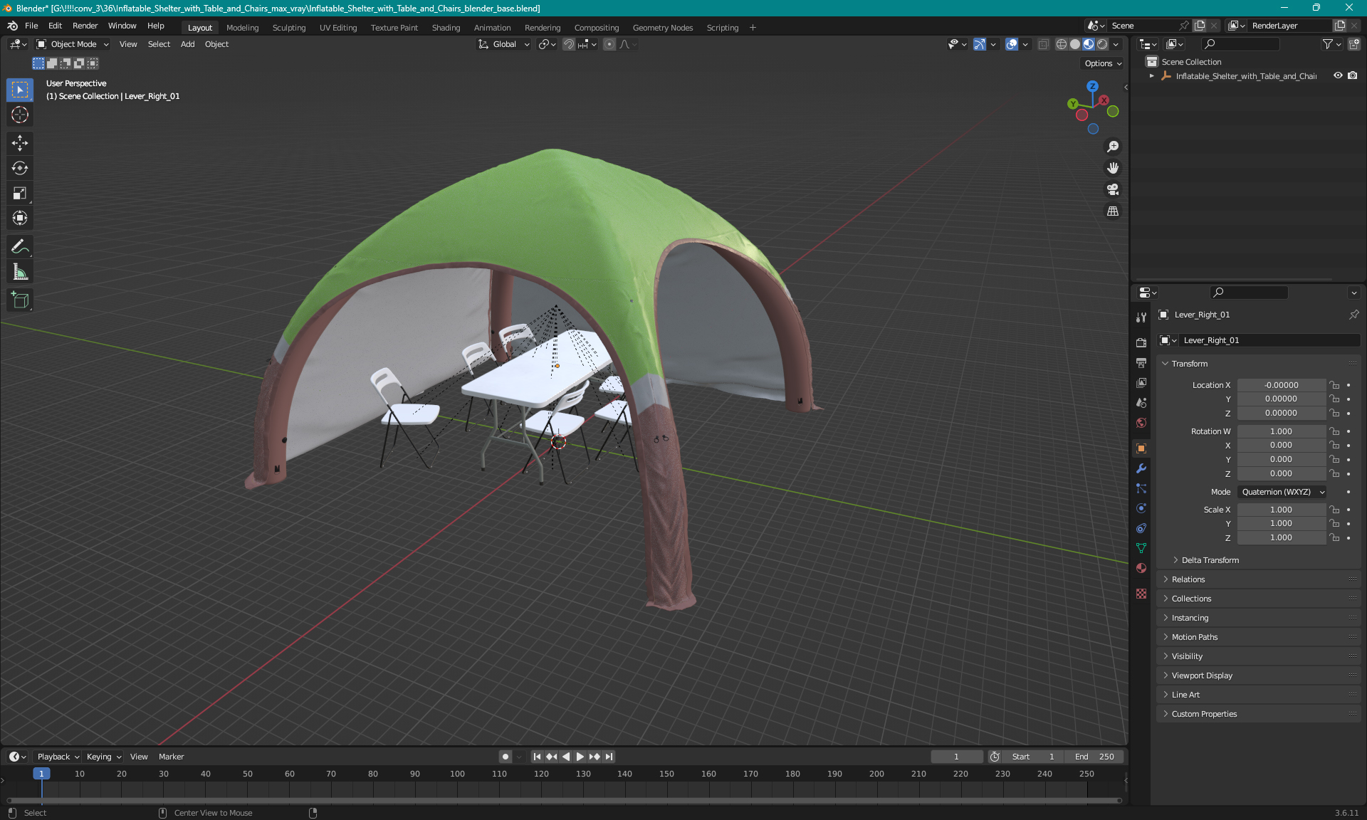 3D model Inflatable Shelter with Table and Chairs