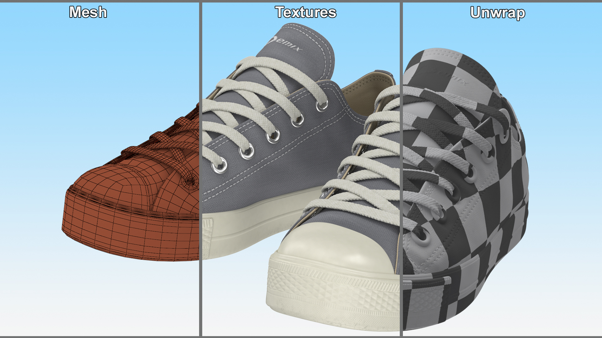 Casual Canvas Sneakers 3D