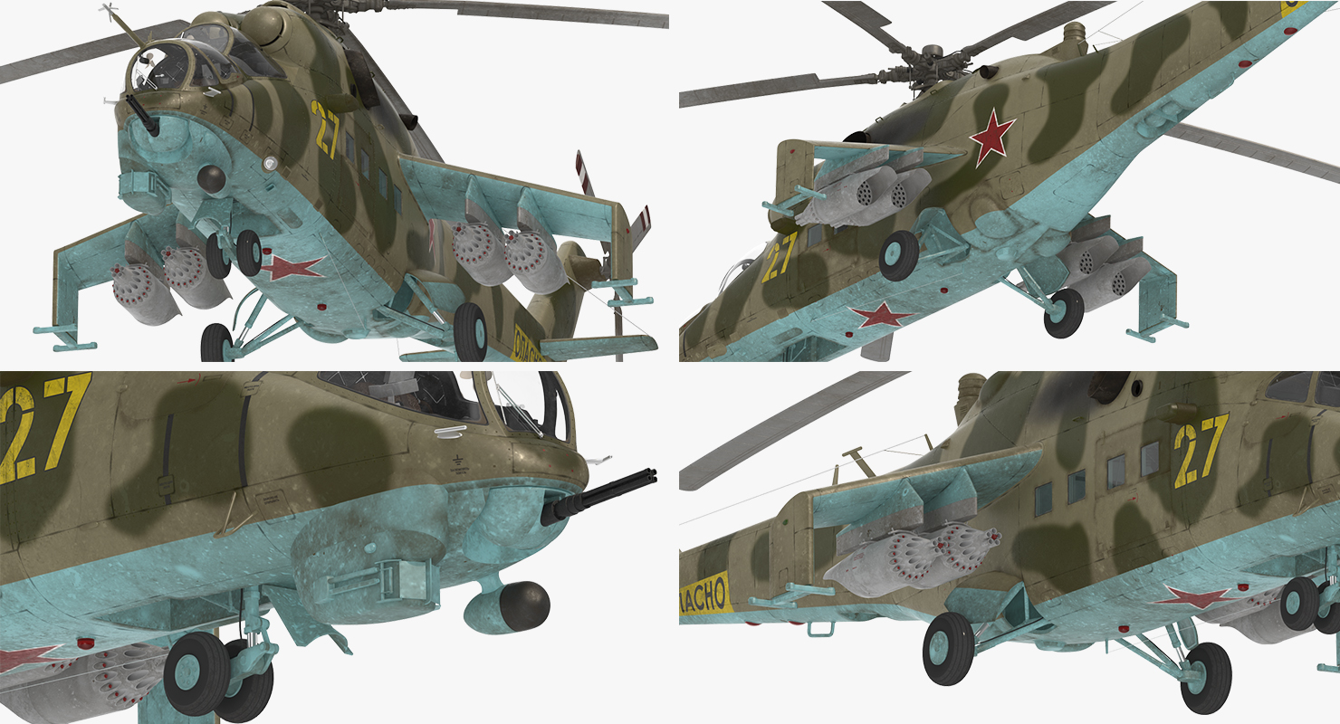 3D Russian Attack Helicopter Mil Mi 24B
