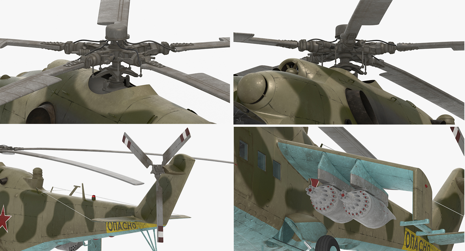 3D Russian Attack Helicopter Mil Mi 24B