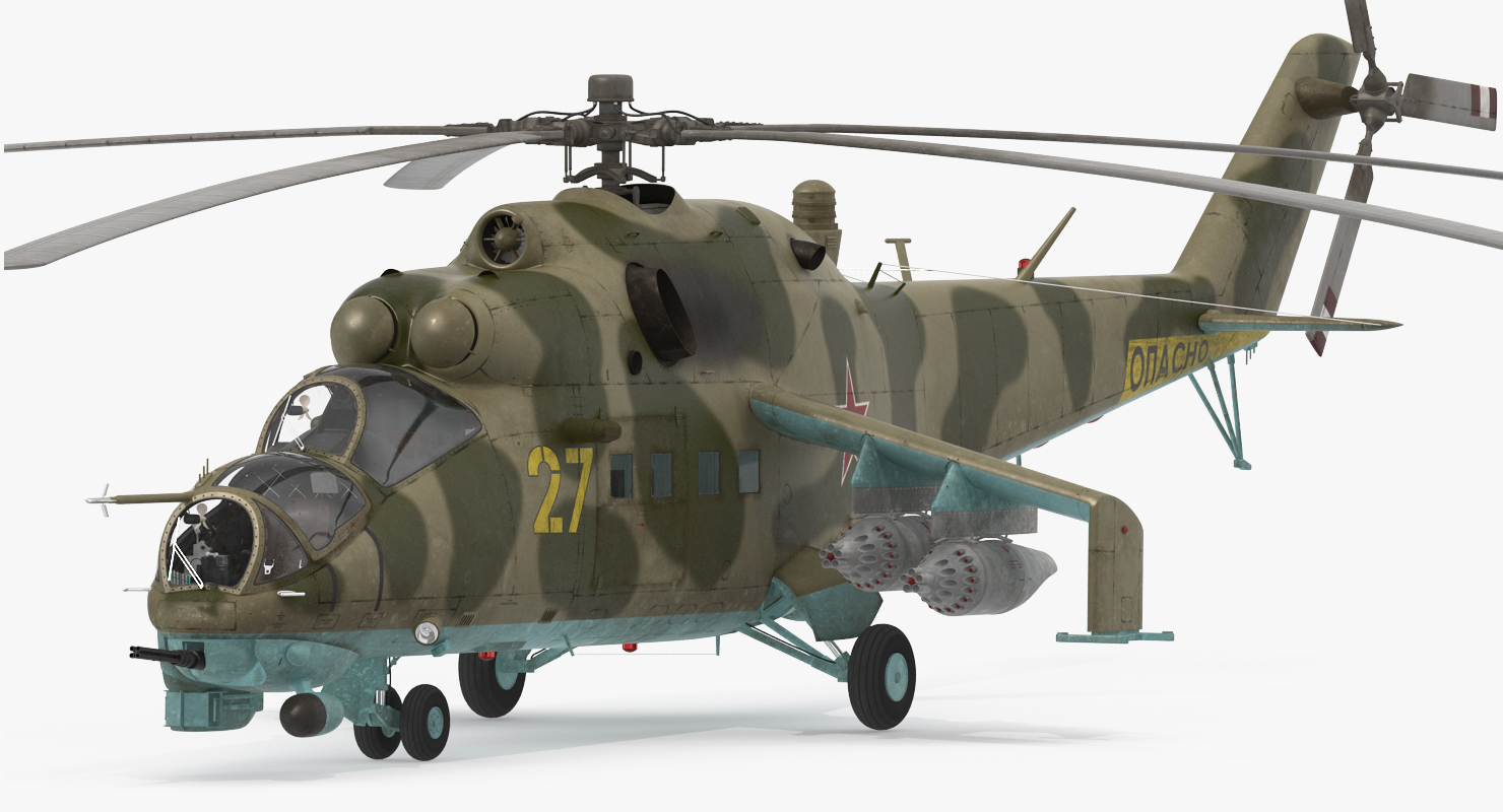 3D Russian Attack Helicopter Mil Mi 24B