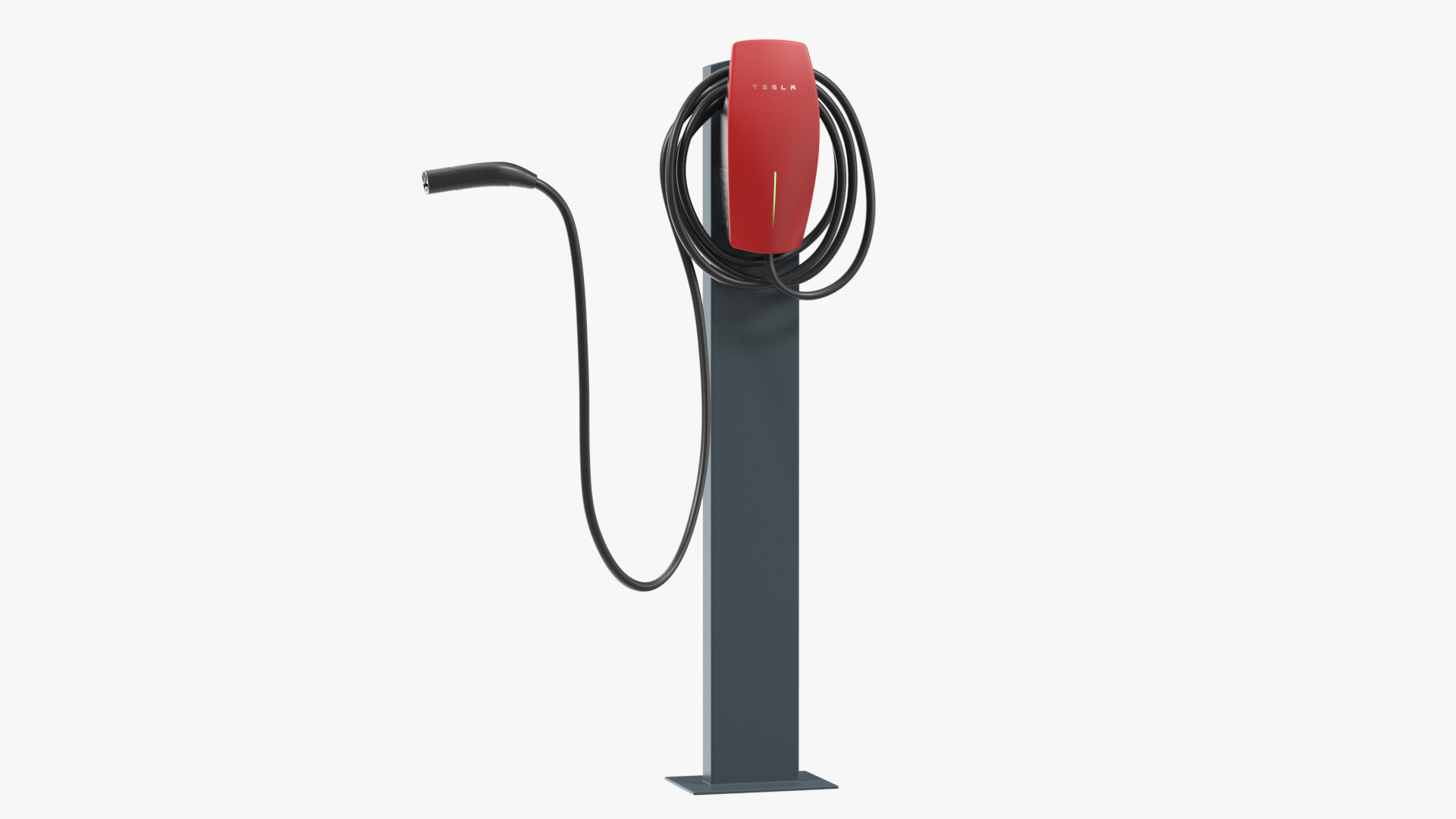 Red Wall Connector Charger Tesla on Pedestal 3D model