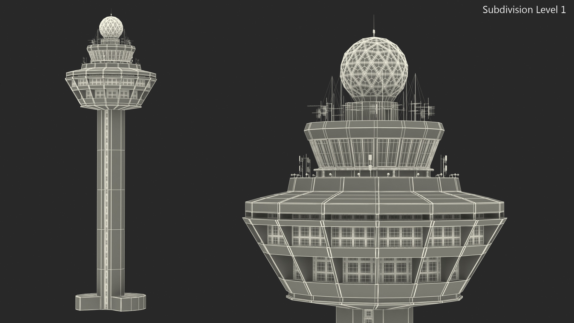 3D Changi Airport Control Tower model