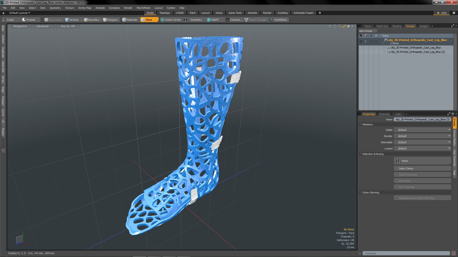 3D model 3D-Printed Orthopedic Cast Leg Blue