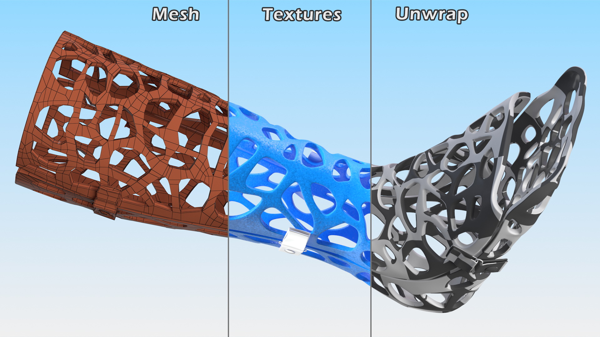 3D model 3D-Printed Orthopedic Cast Leg Blue