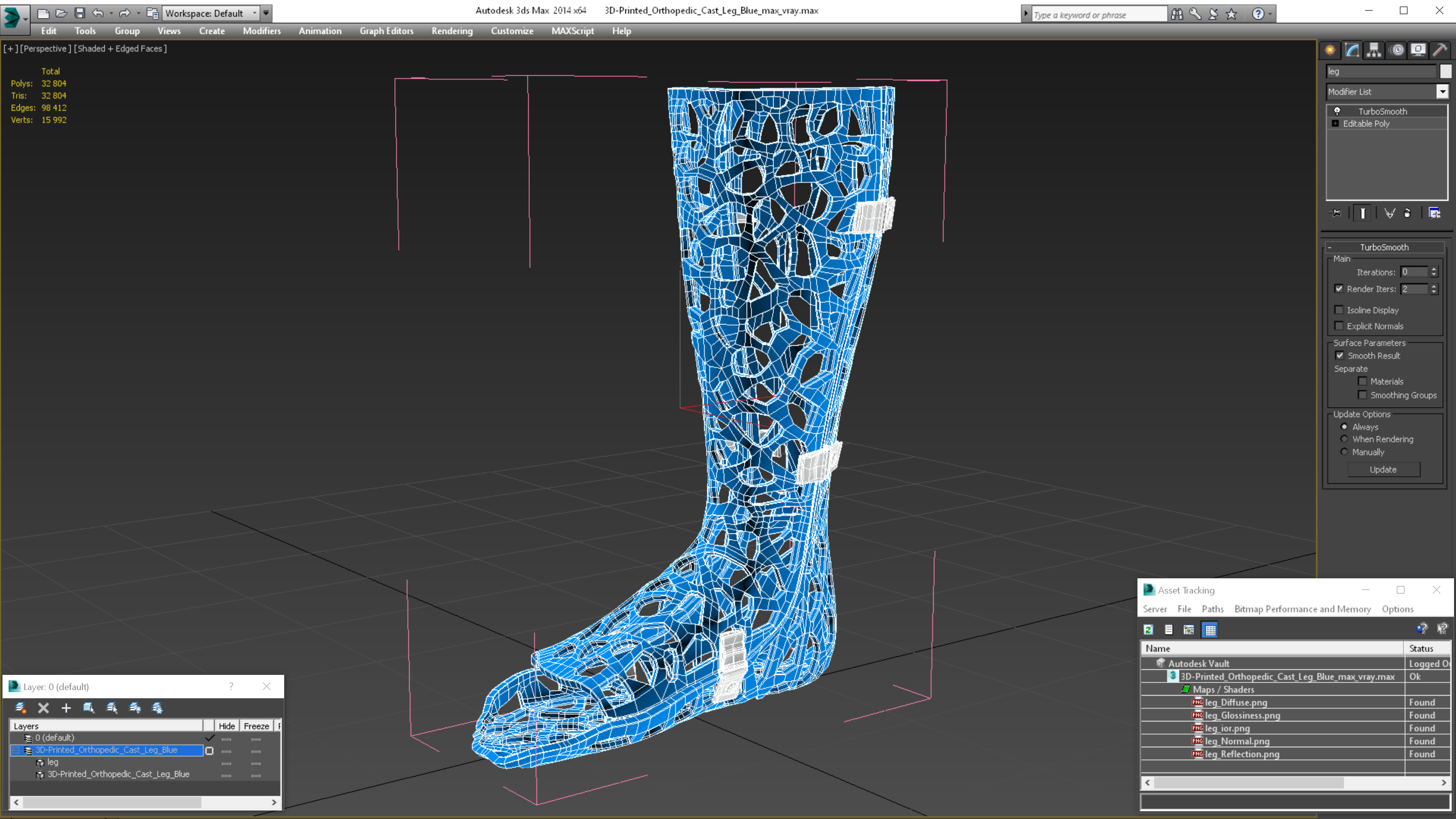 3D model 3D-Printed Orthopedic Cast Leg Blue