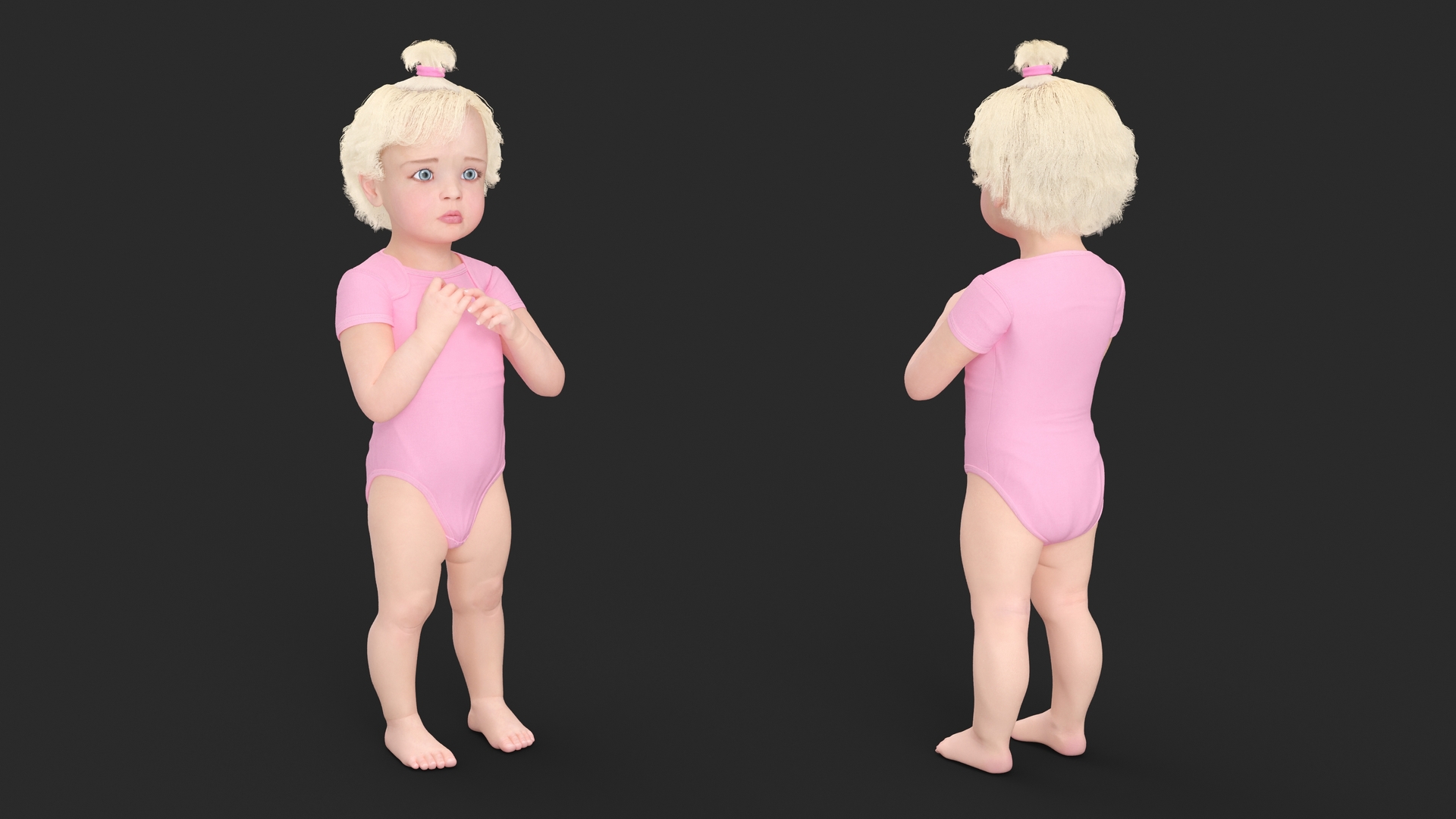 3D Toddler Girl in Bodysuit Standing model