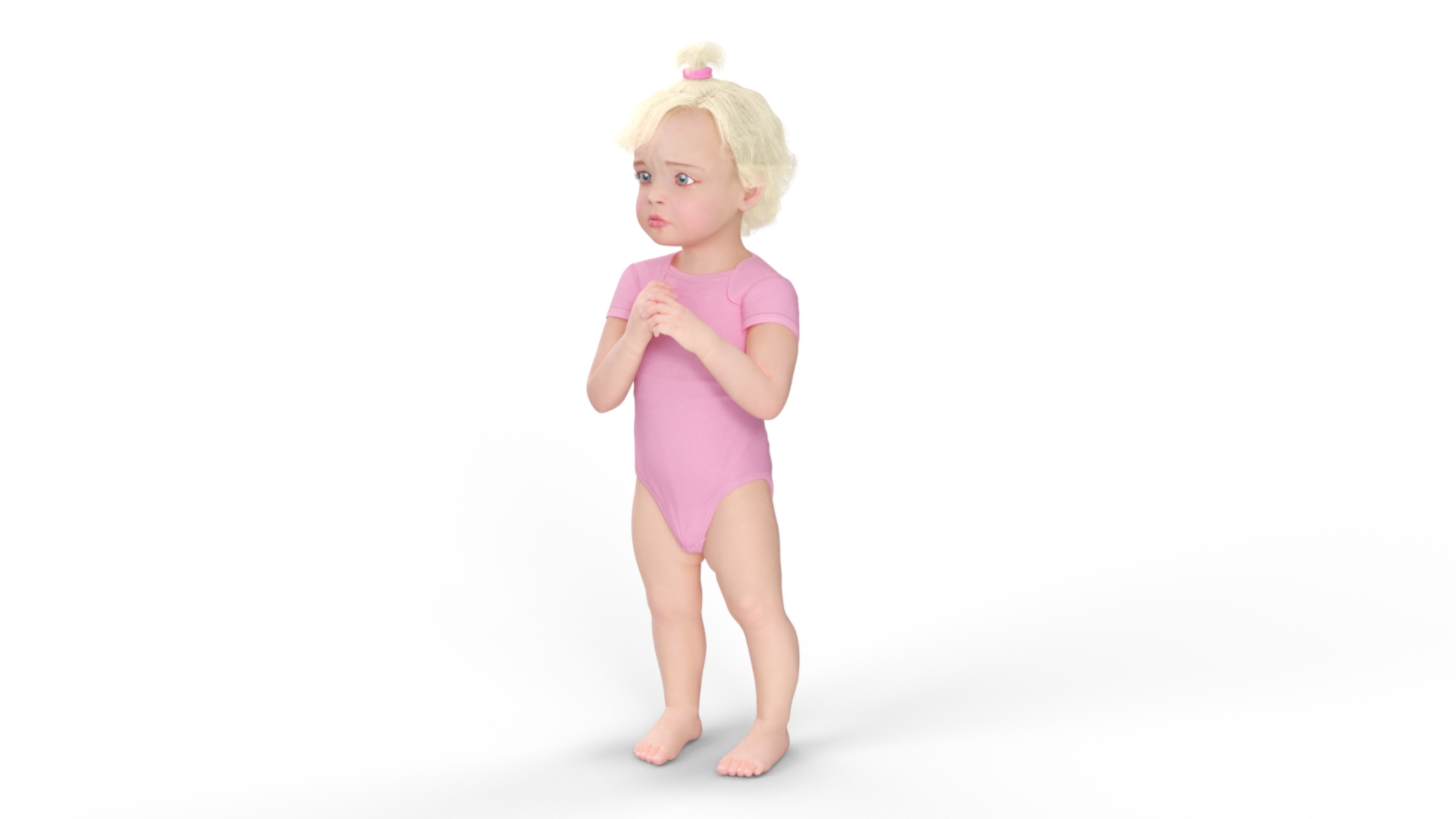 3D Toddler Girl in Bodysuit Standing model
