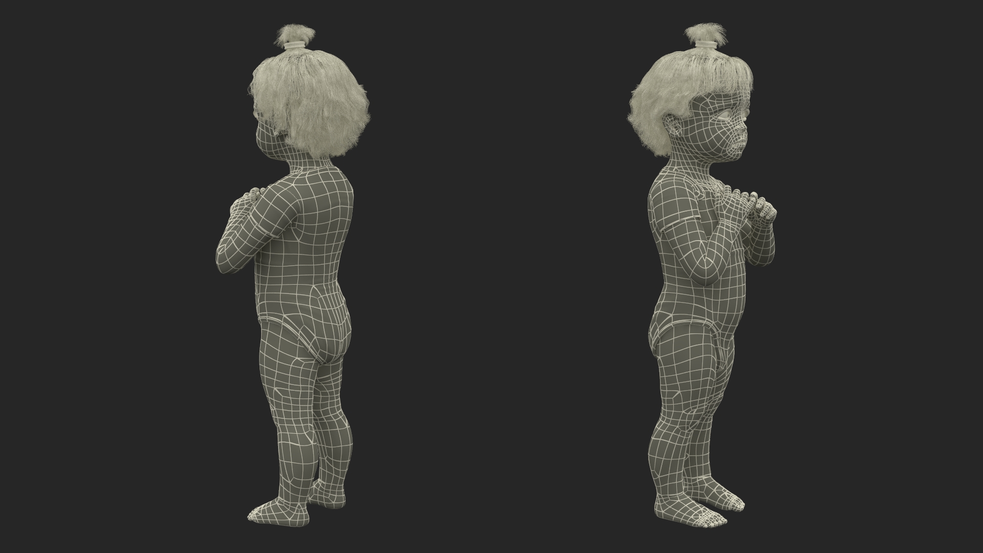 3D Toddler Girl in Bodysuit Standing model