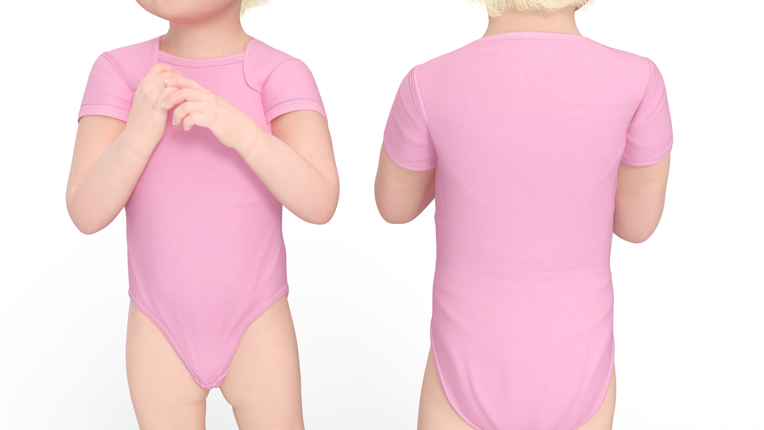 3D Toddler Girl in Bodysuit Standing model
