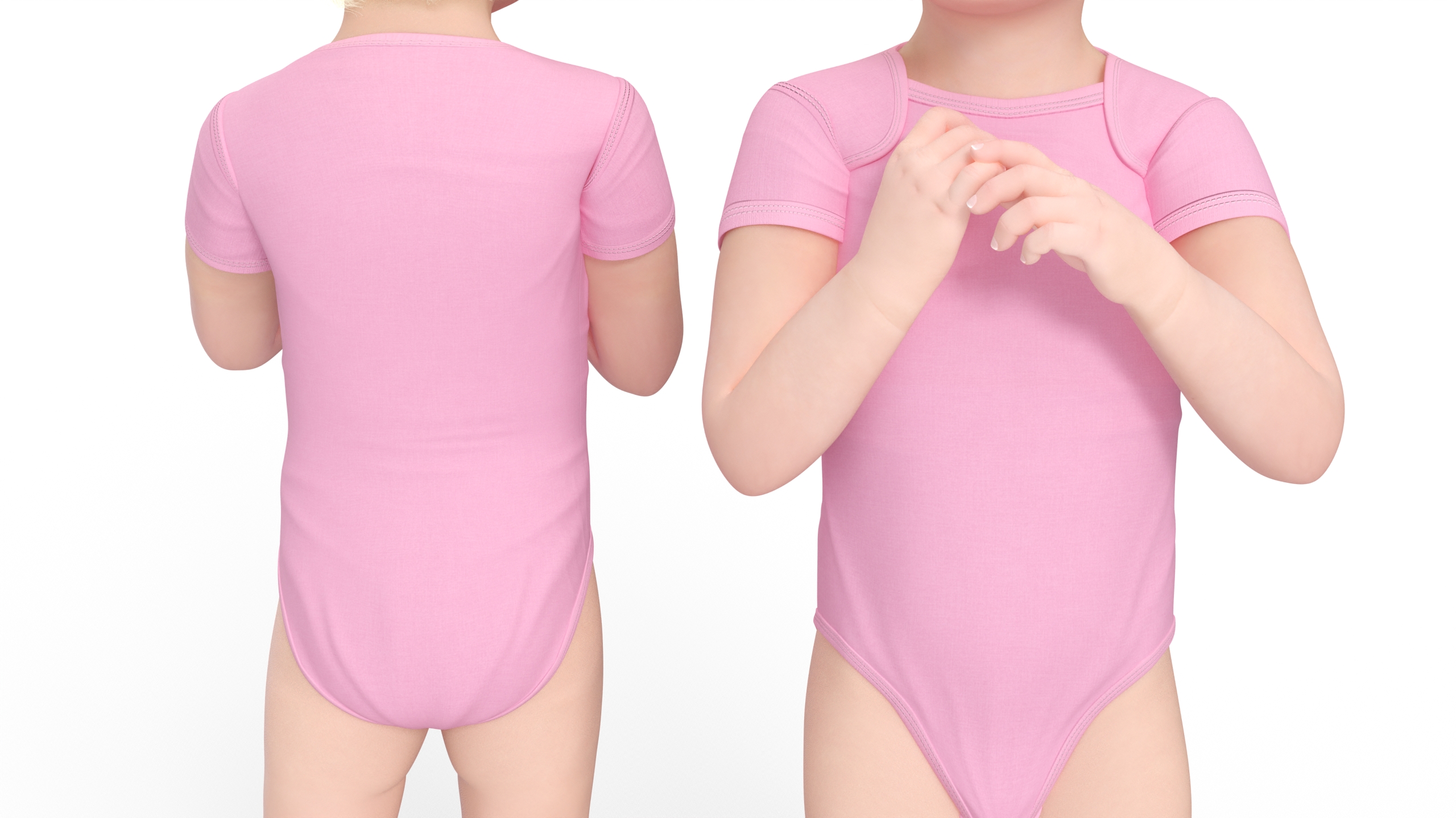 3D Toddler Girl in Bodysuit Standing model