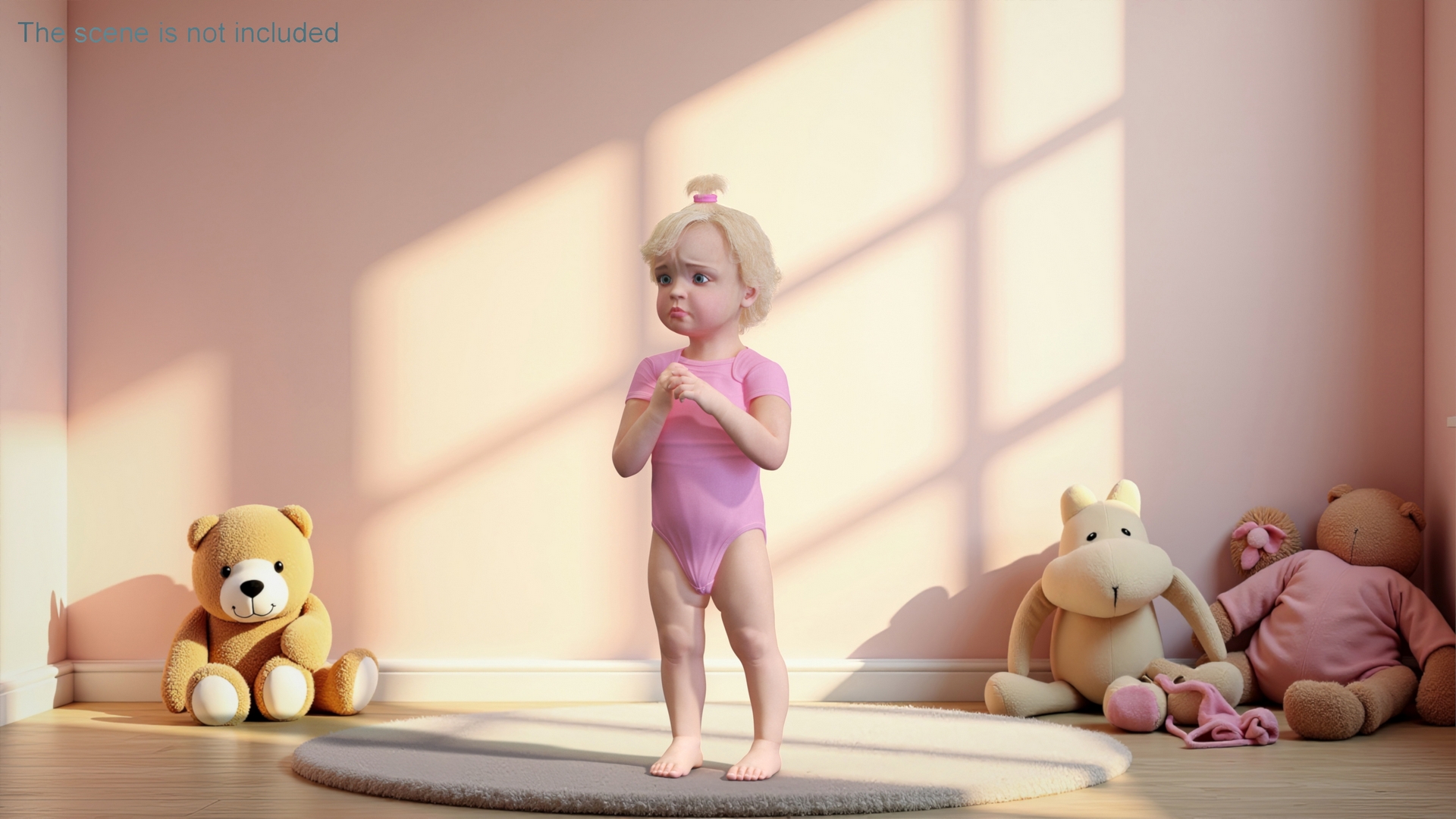3D Toddler Girl in Bodysuit Standing model