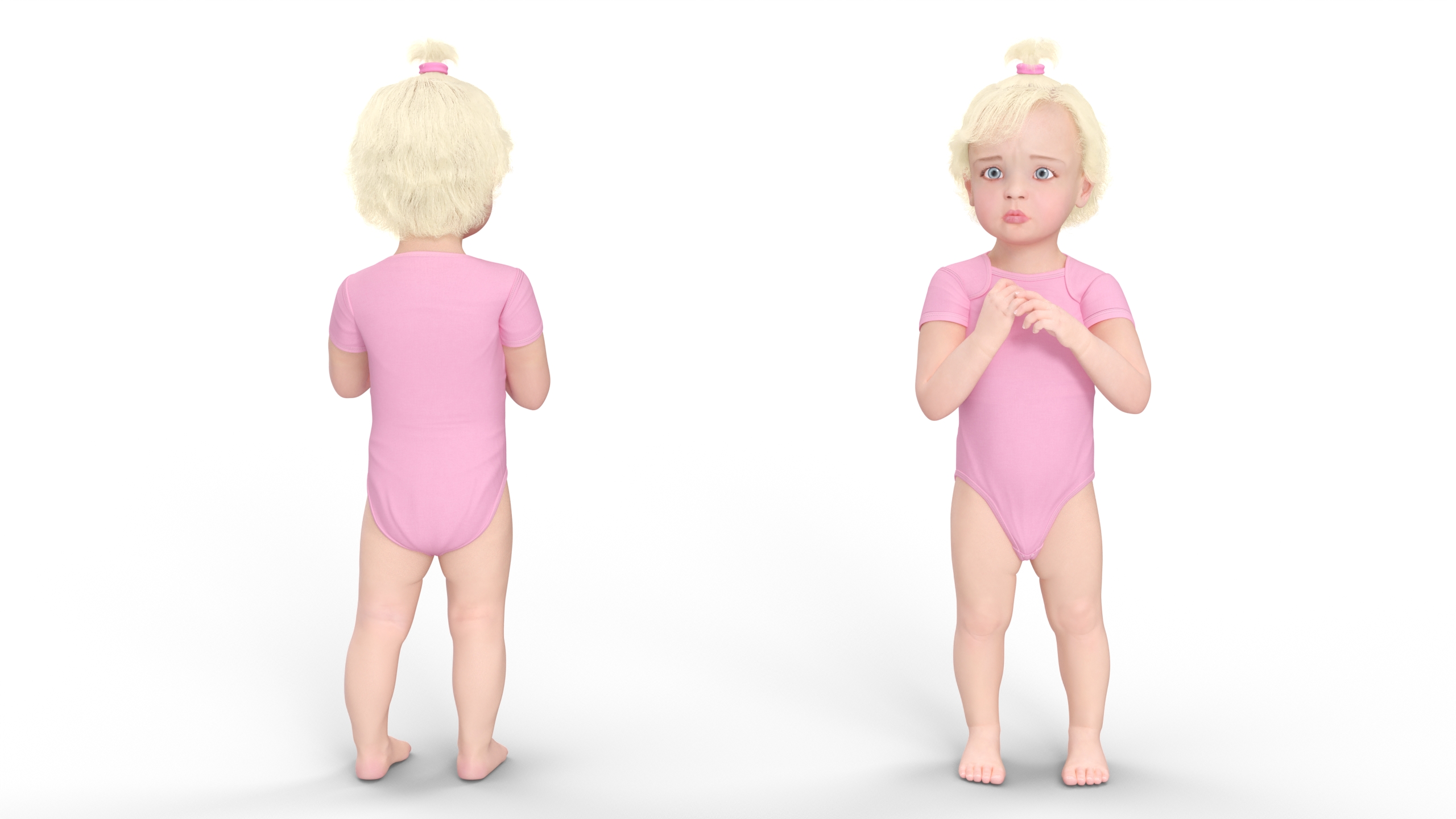 3D Toddler Girl in Bodysuit Standing model