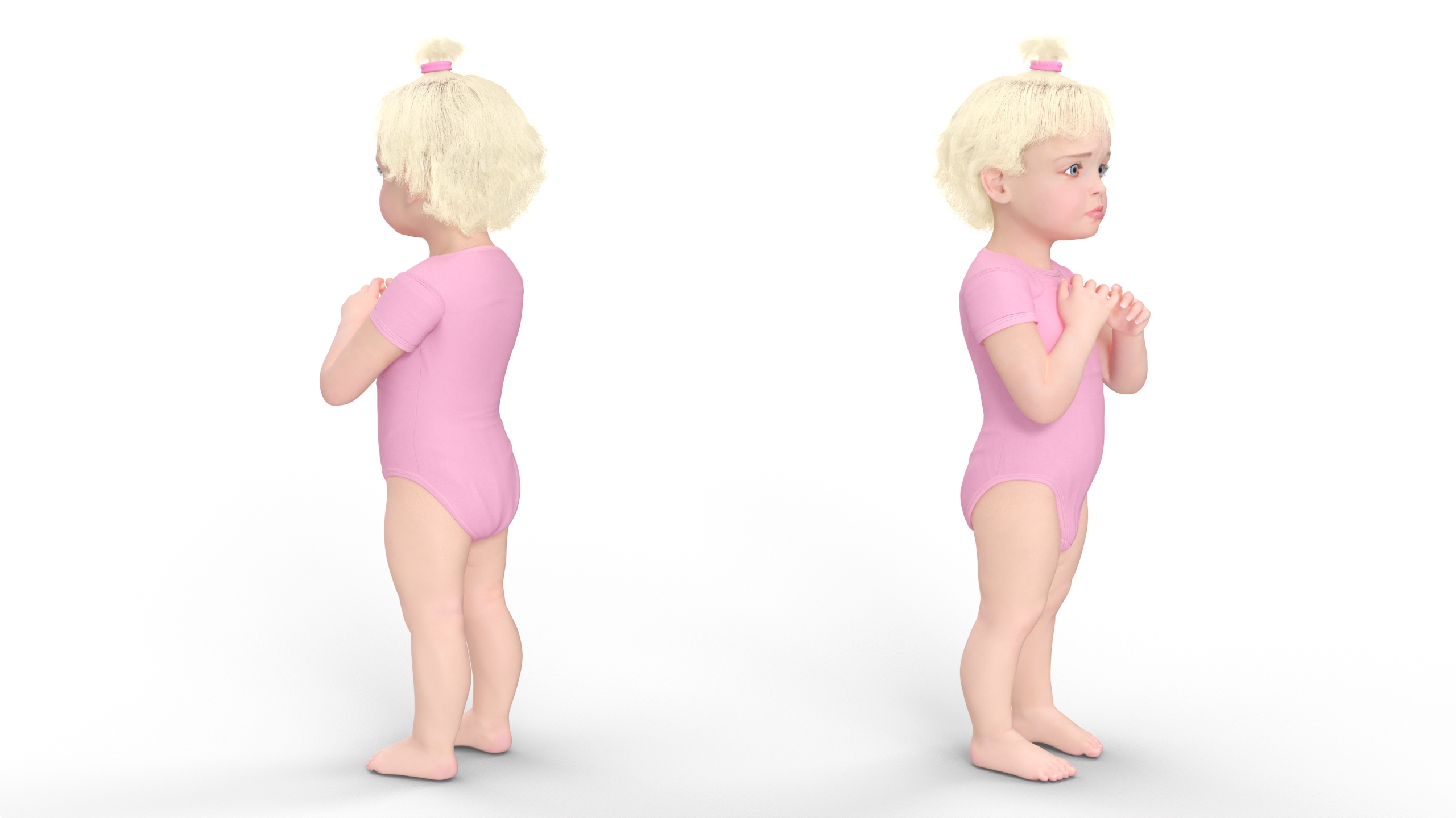 3D Toddler Girl in Bodysuit Standing model