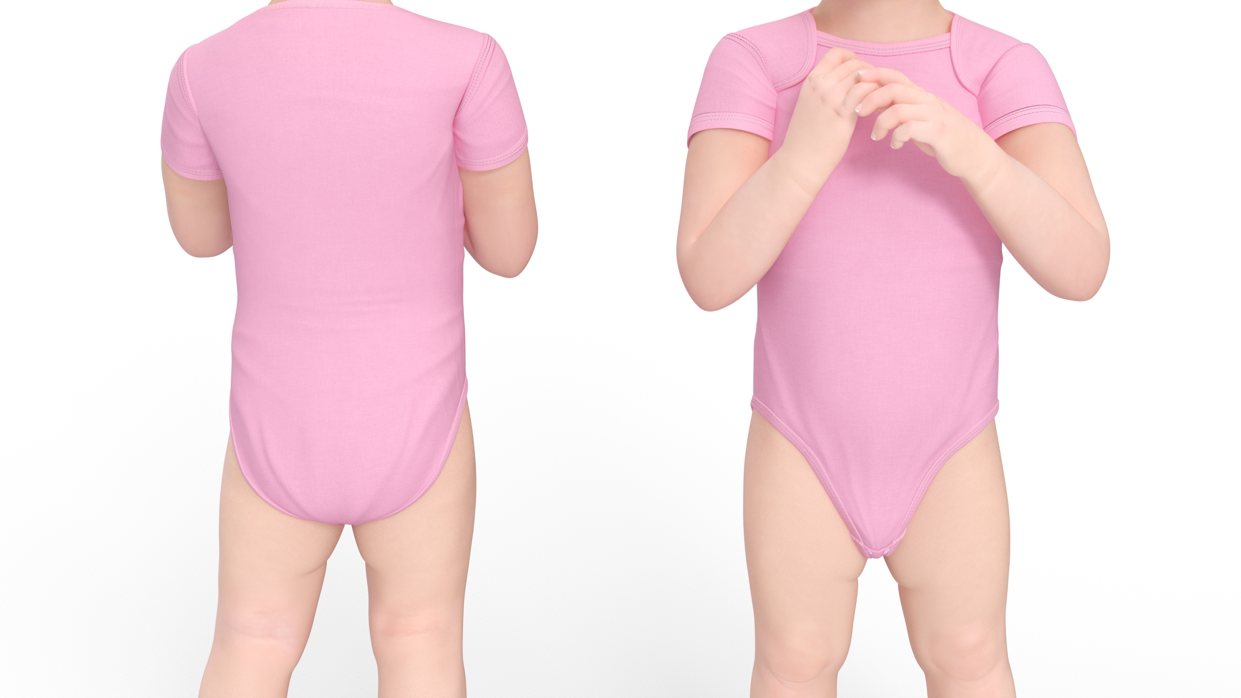 3D Toddler Girl in Bodysuit Standing model