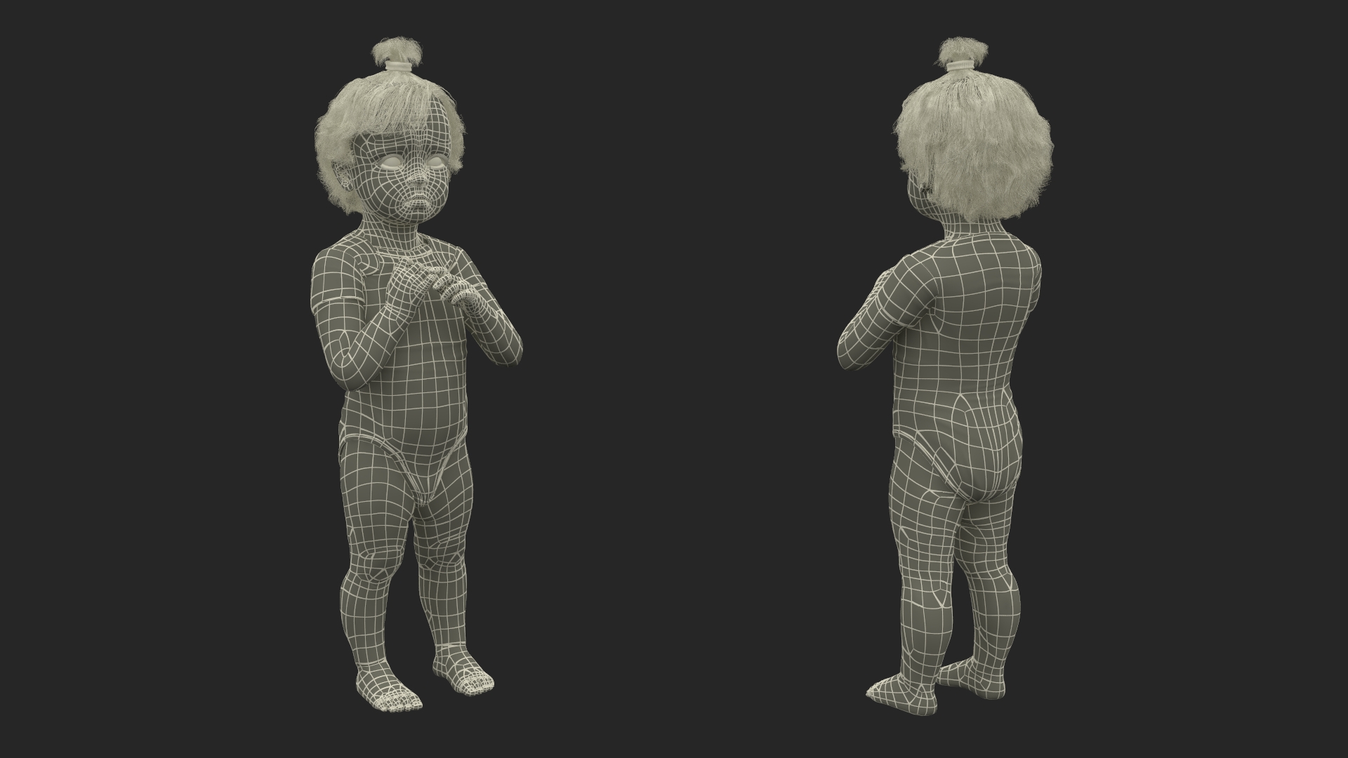 3D Toddler Girl in Bodysuit Standing model