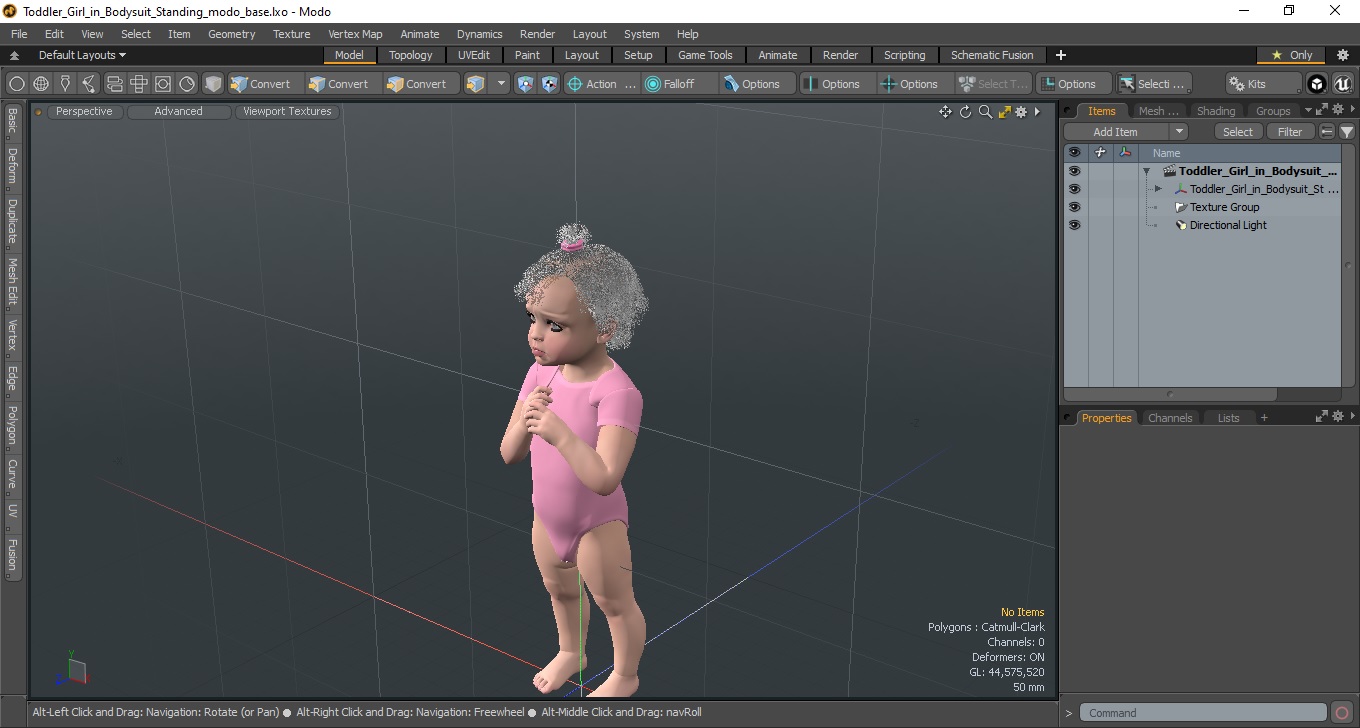 3D Toddler Girl in Bodysuit Standing model