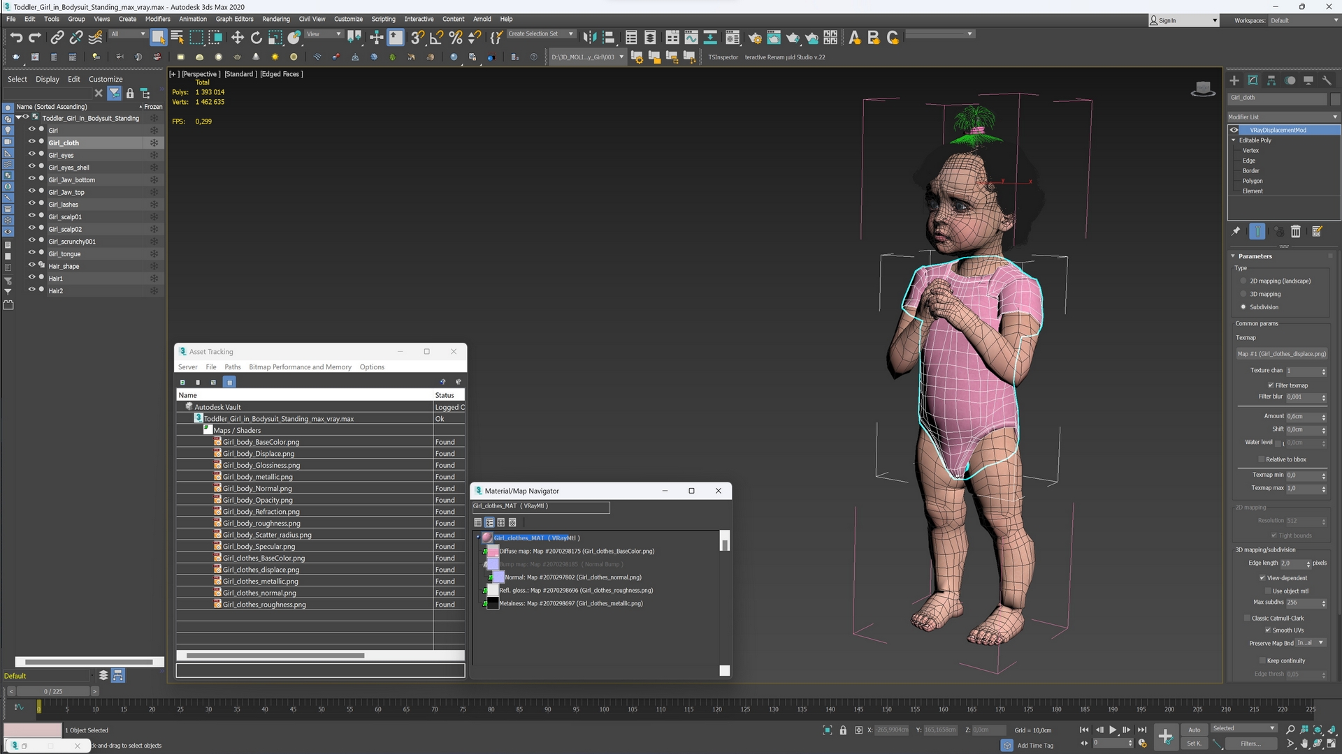 3D Toddler Girl in Bodysuit Standing model