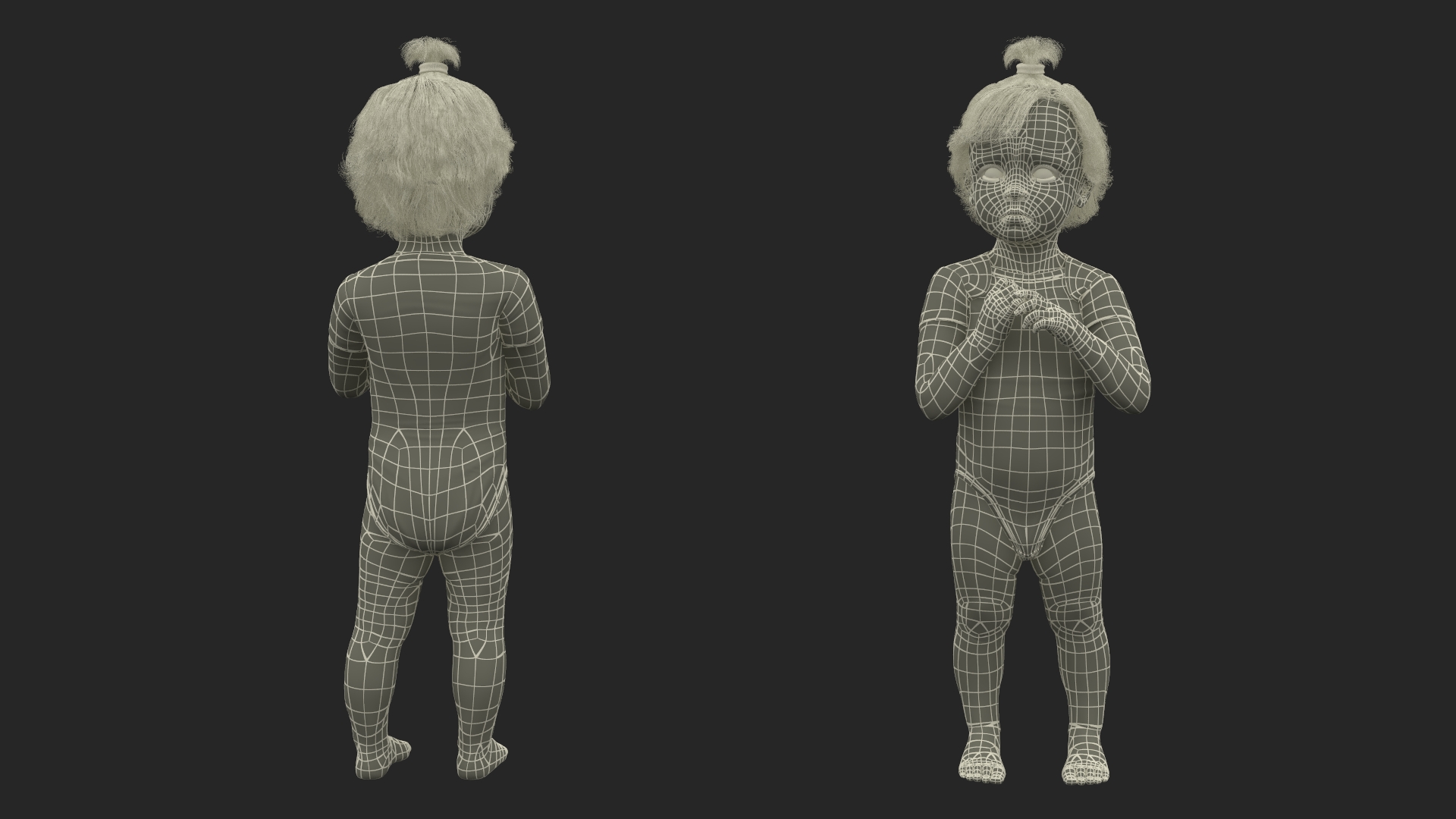 3D Toddler Girl in Bodysuit Standing model