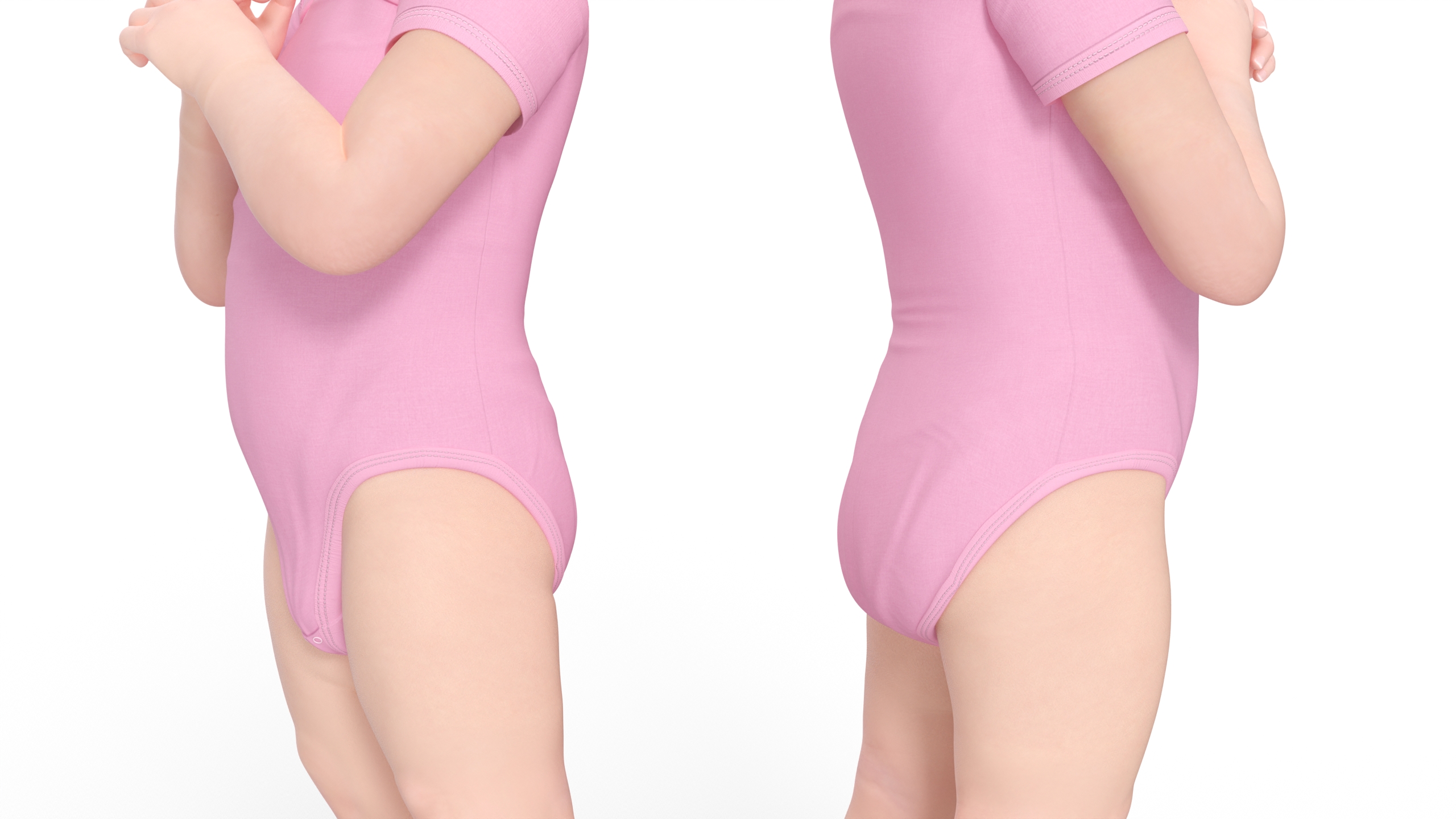 3D Toddler Girl in Bodysuit Standing model