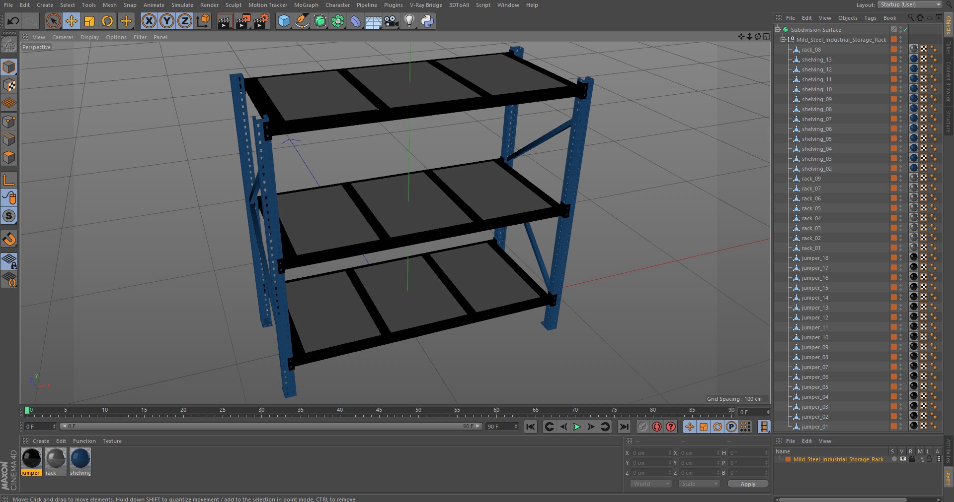 Mild Steel Industrial Storage Rack 3D model
