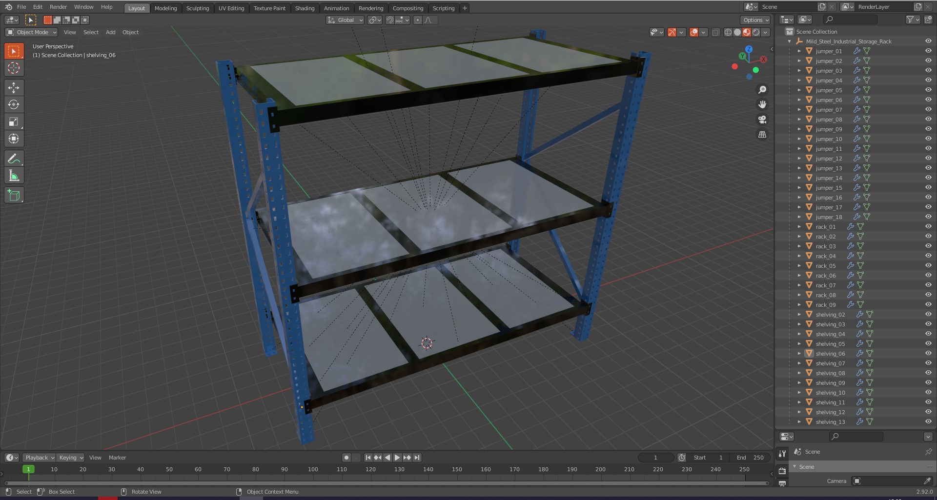 Mild Steel Industrial Storage Rack 3D model