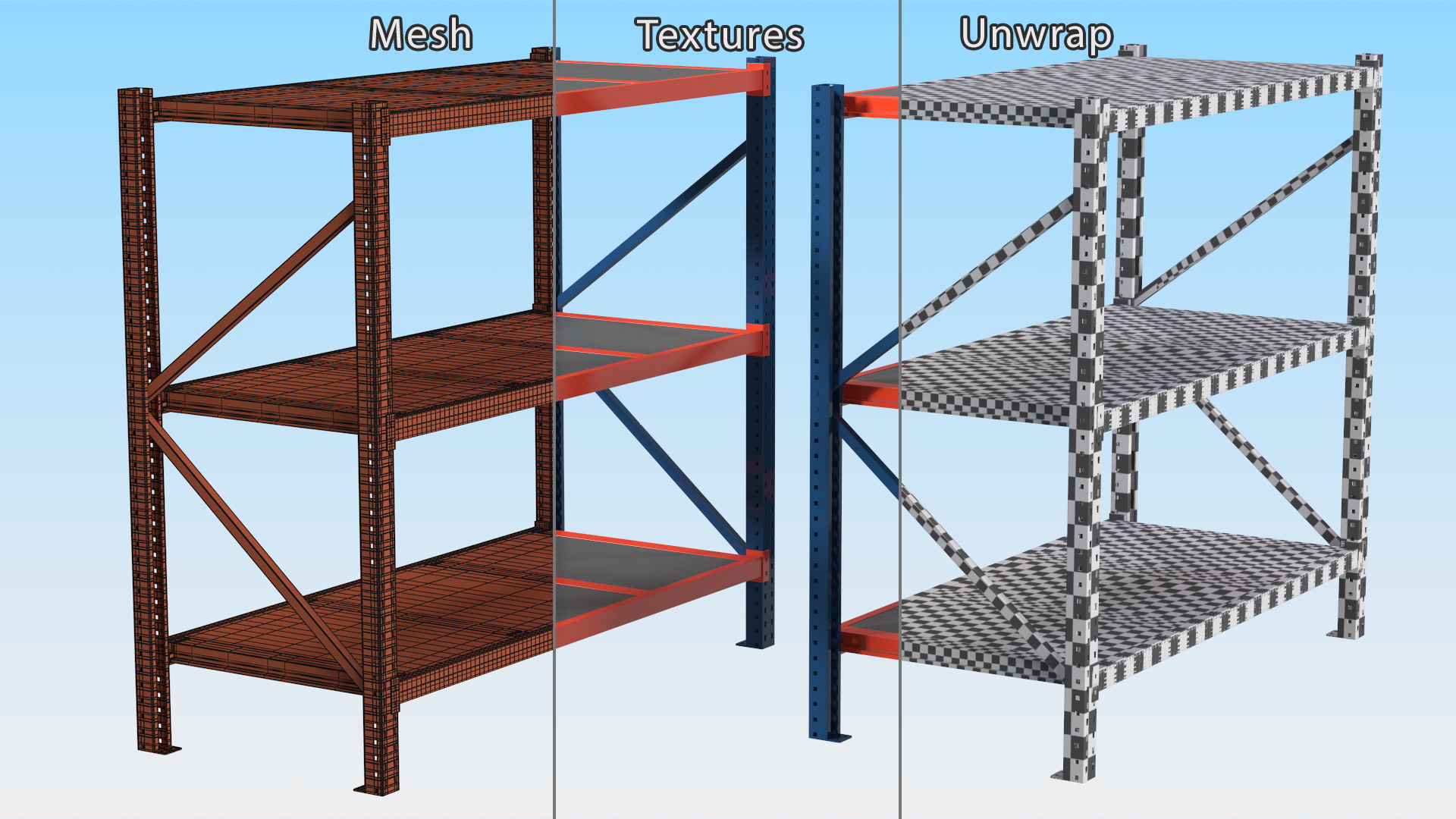 Mild Steel Industrial Storage Rack 3D model