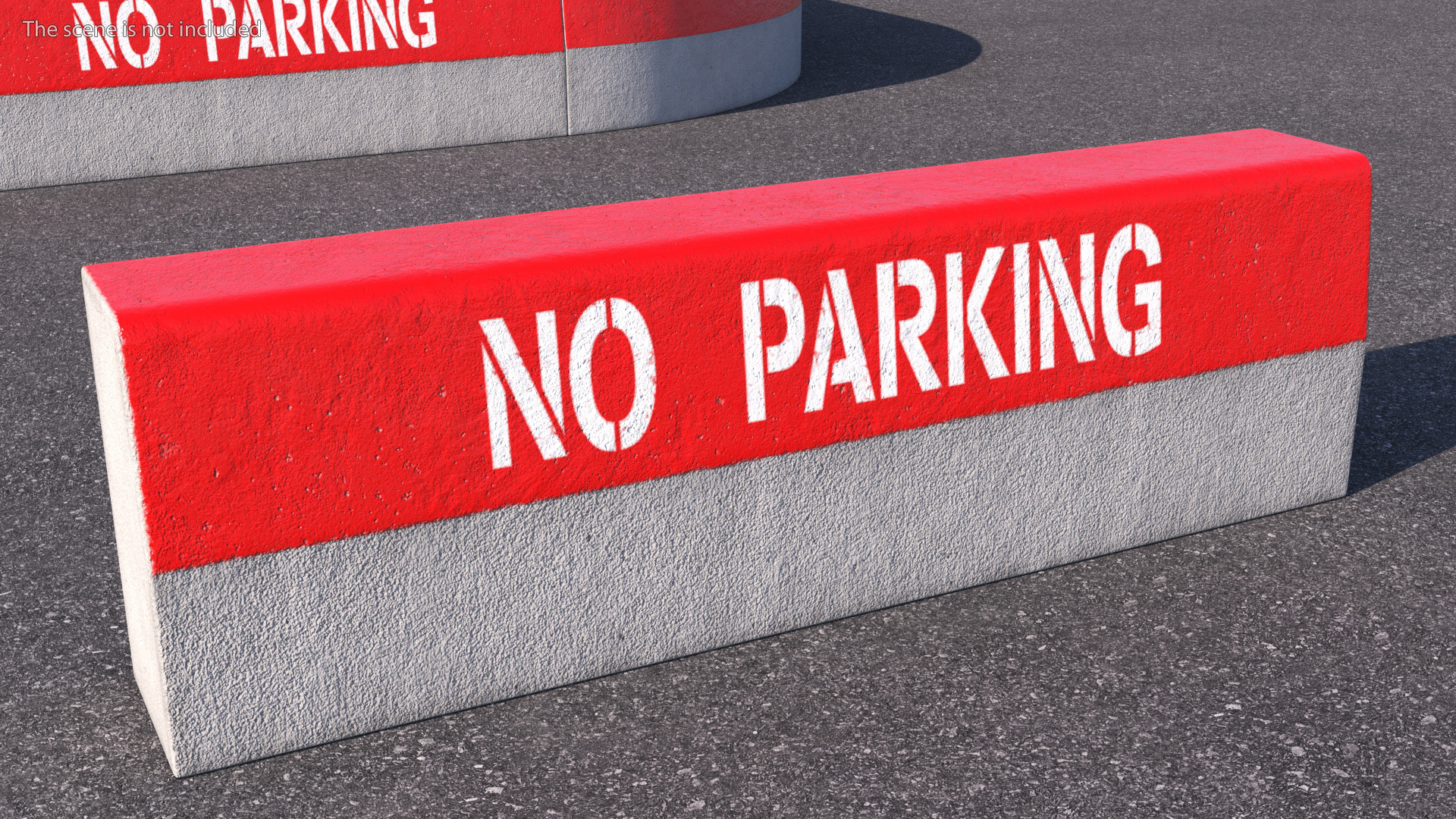 Road Curb 1m Red No Parking 3D