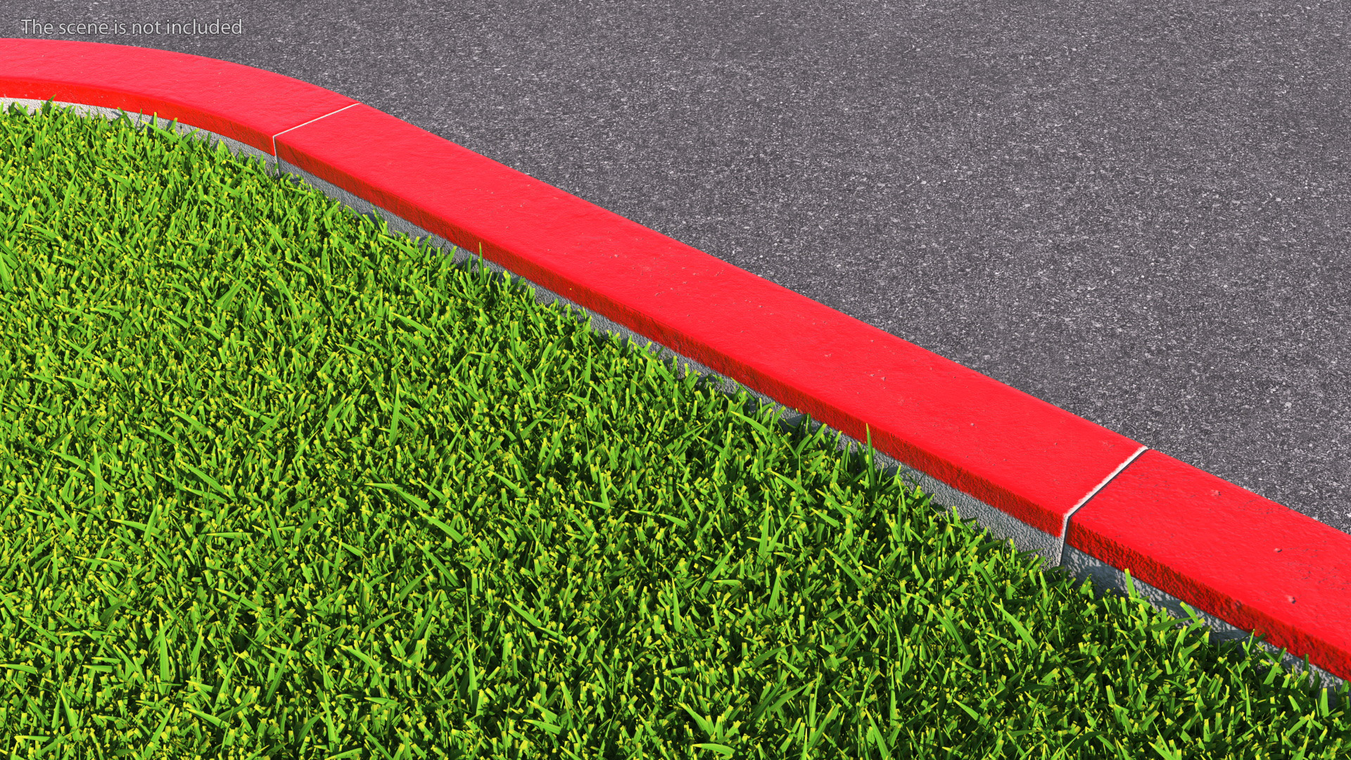 Road Curb 1m Red No Parking 3D