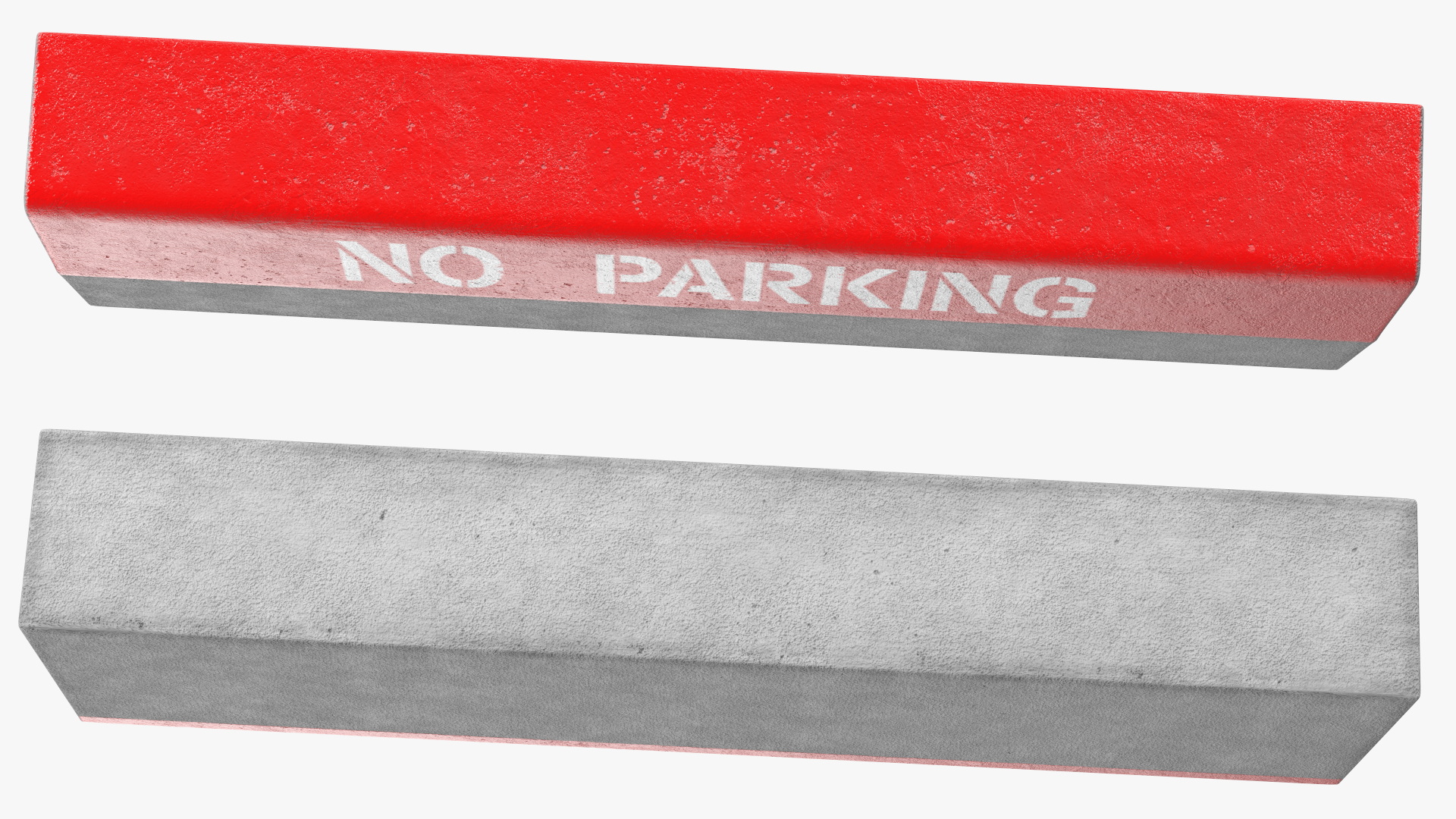 Road Curb 1m Red No Parking 3D