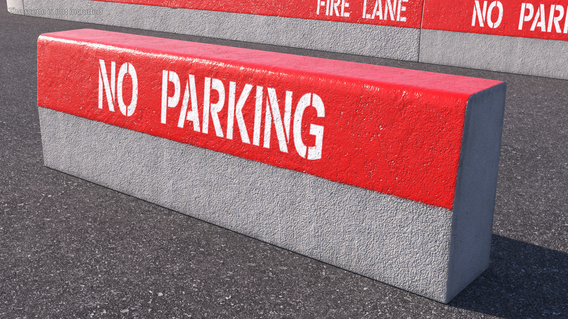 Road Curb 1m Red No Parking 3D