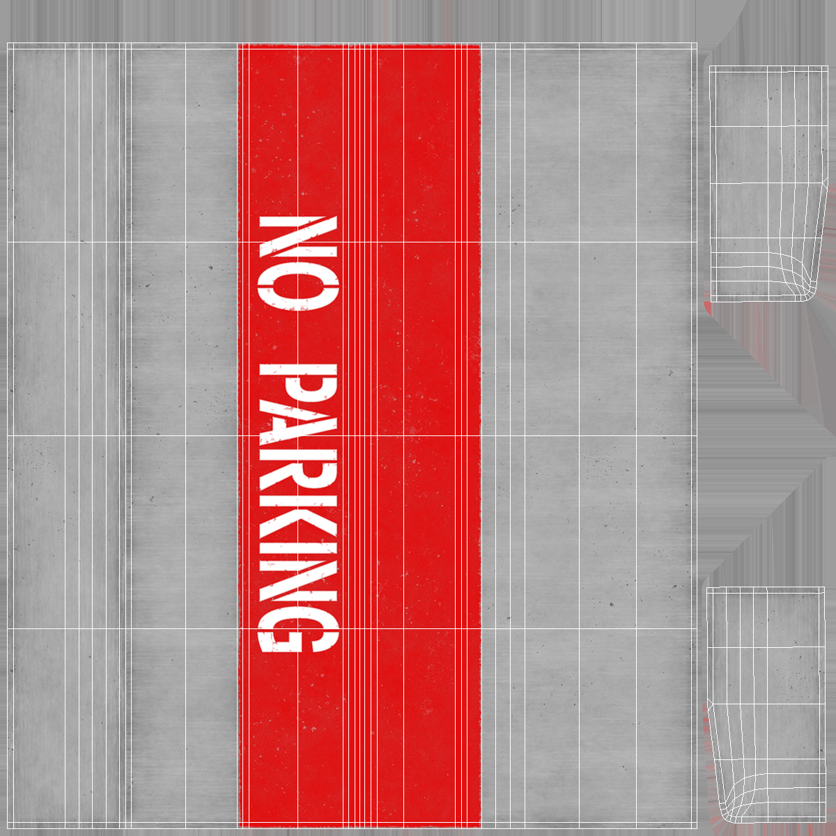 Road Curb 1m Red No Parking 3D