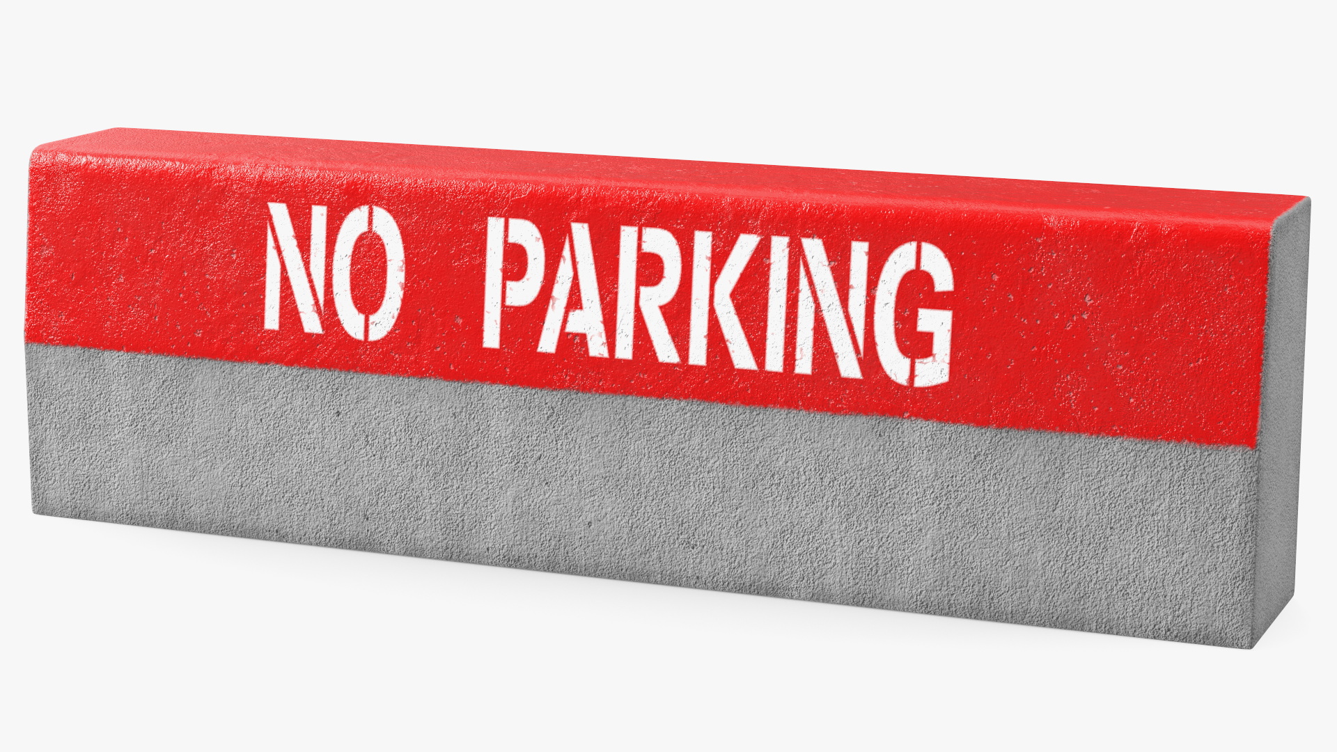 Road Curb 1m Red No Parking 3D