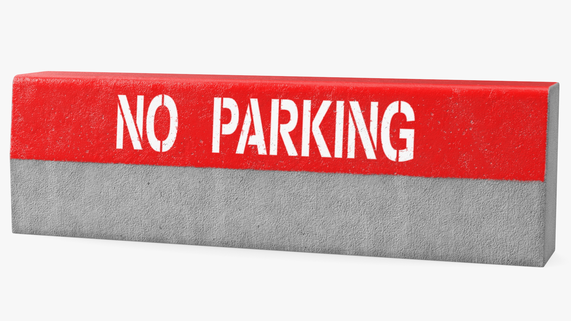 Road Curb 1m Red No Parking 3D