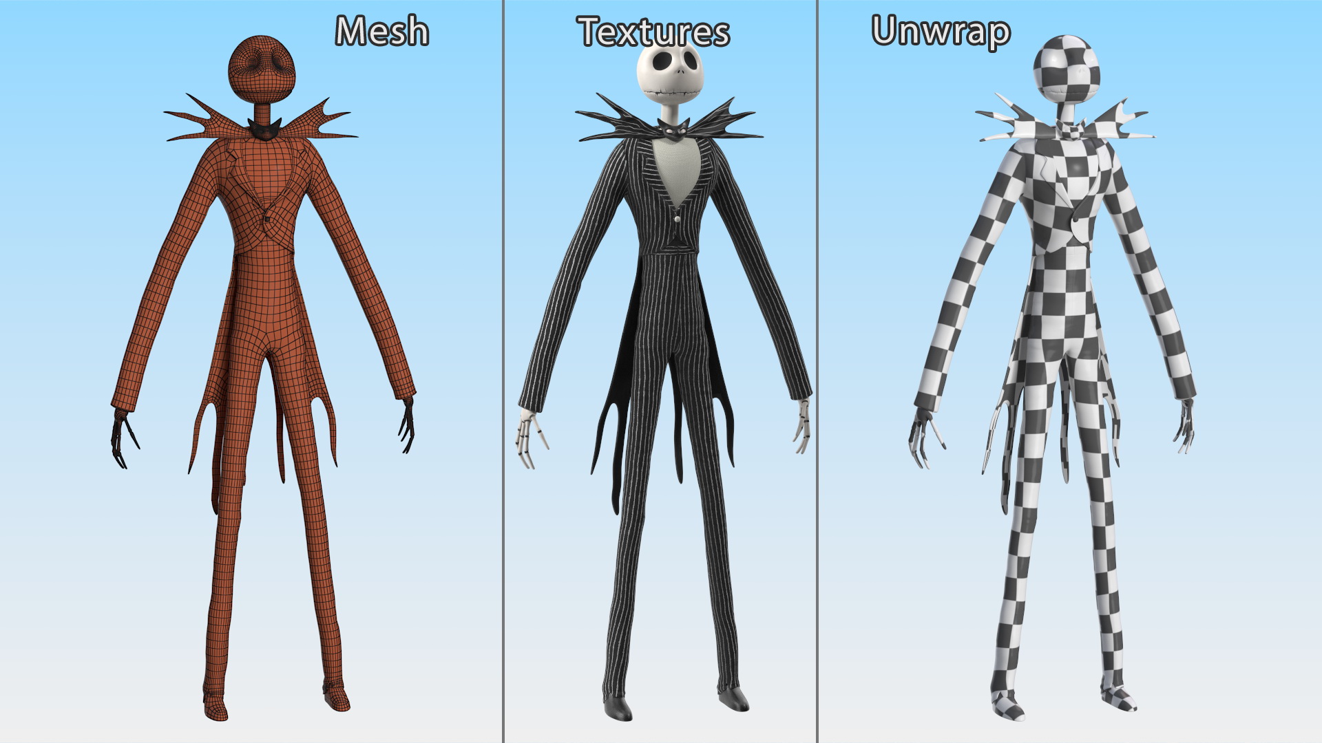 3D Jack Skellington Character Rigged model