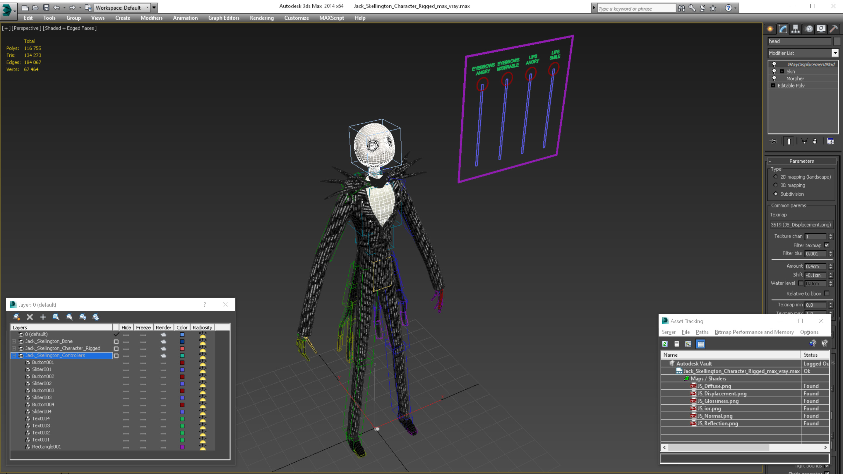 3D Jack Skellington Character Rigged model