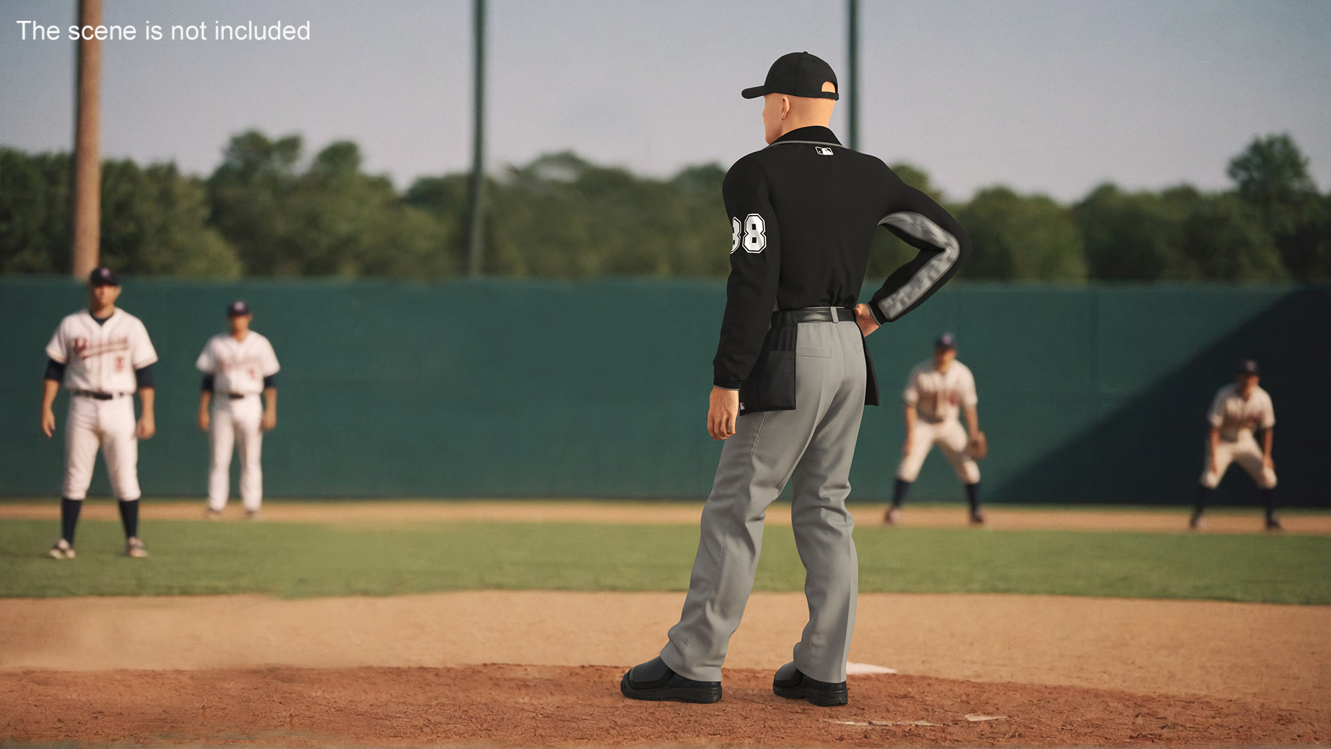 3D Baseball Umpire in Cap Standing Pose