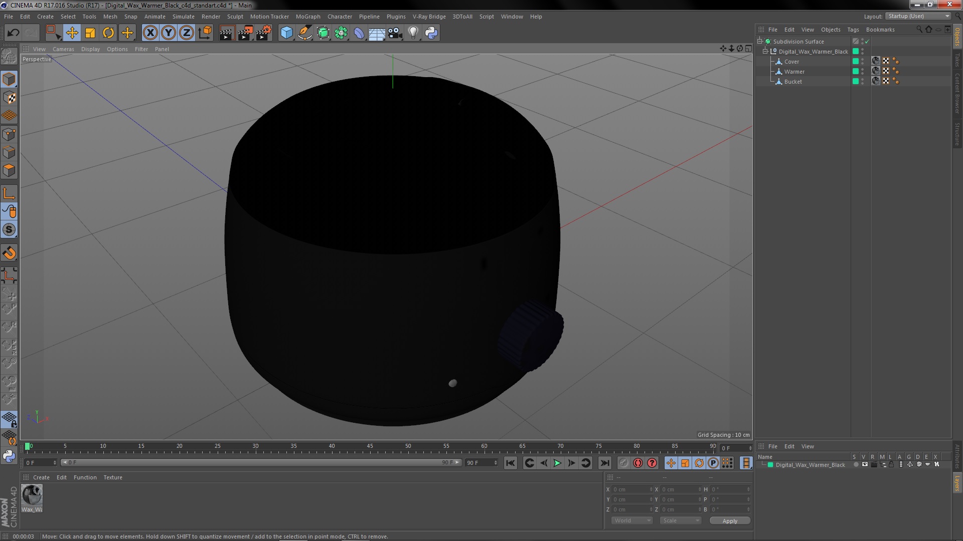 Digital Wax Warmer Black 3D model