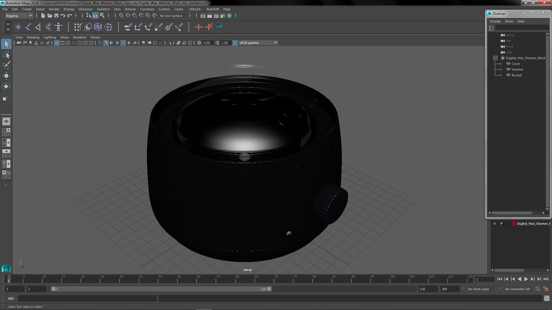 Digital Wax Warmer Black 3D model