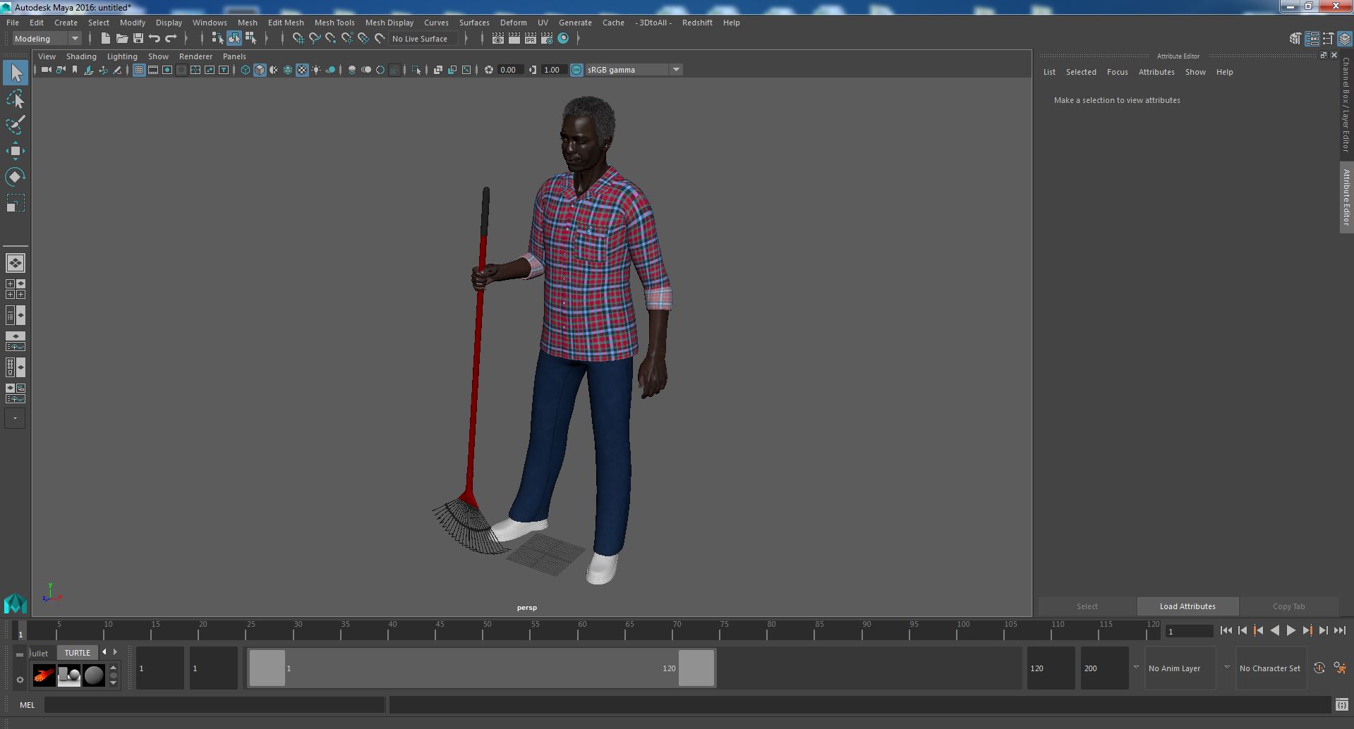 Afro American Grandpa Home Outfit Standing 3D