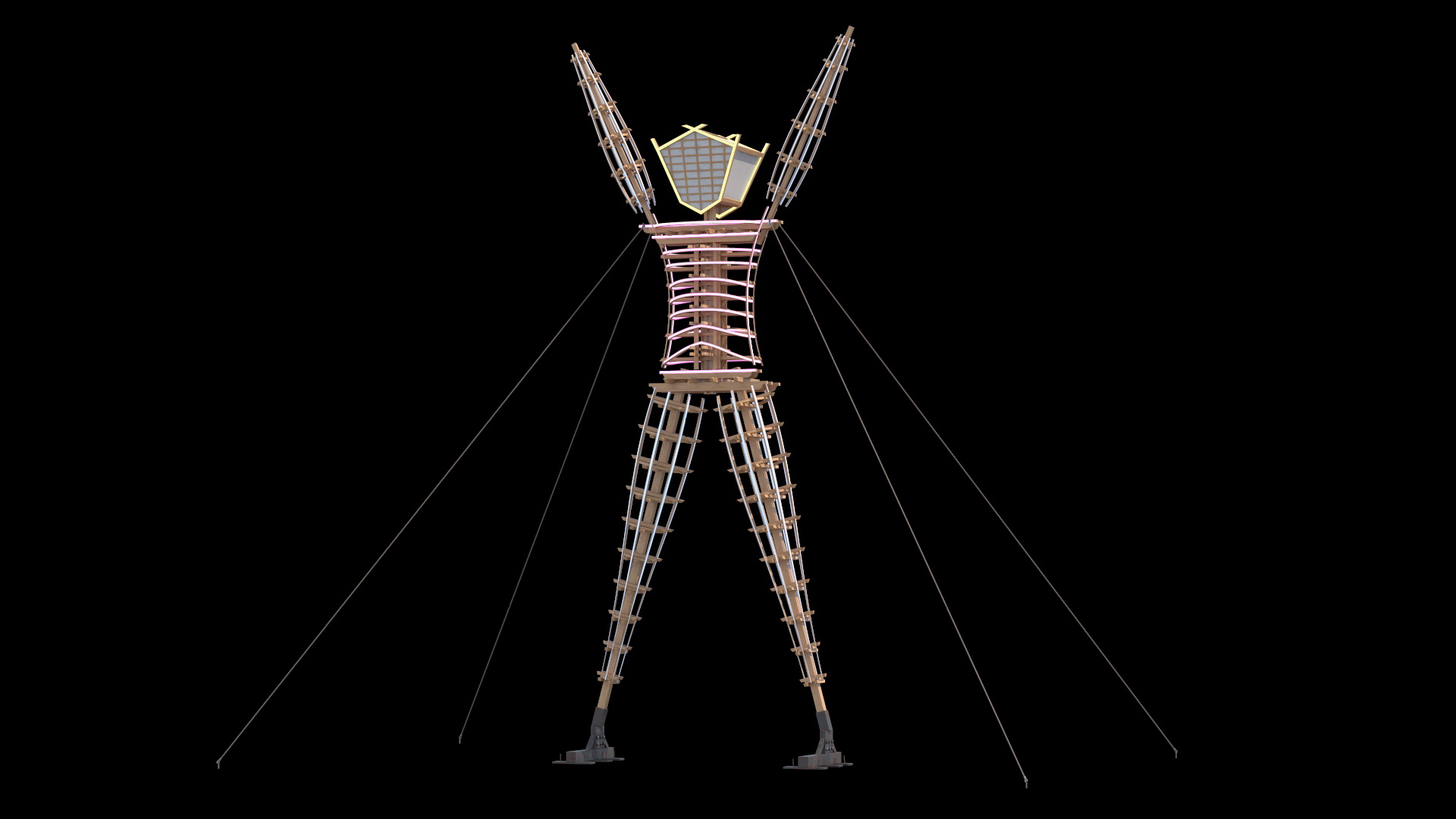 Glow Statue Burning Man with Hands Up 3D