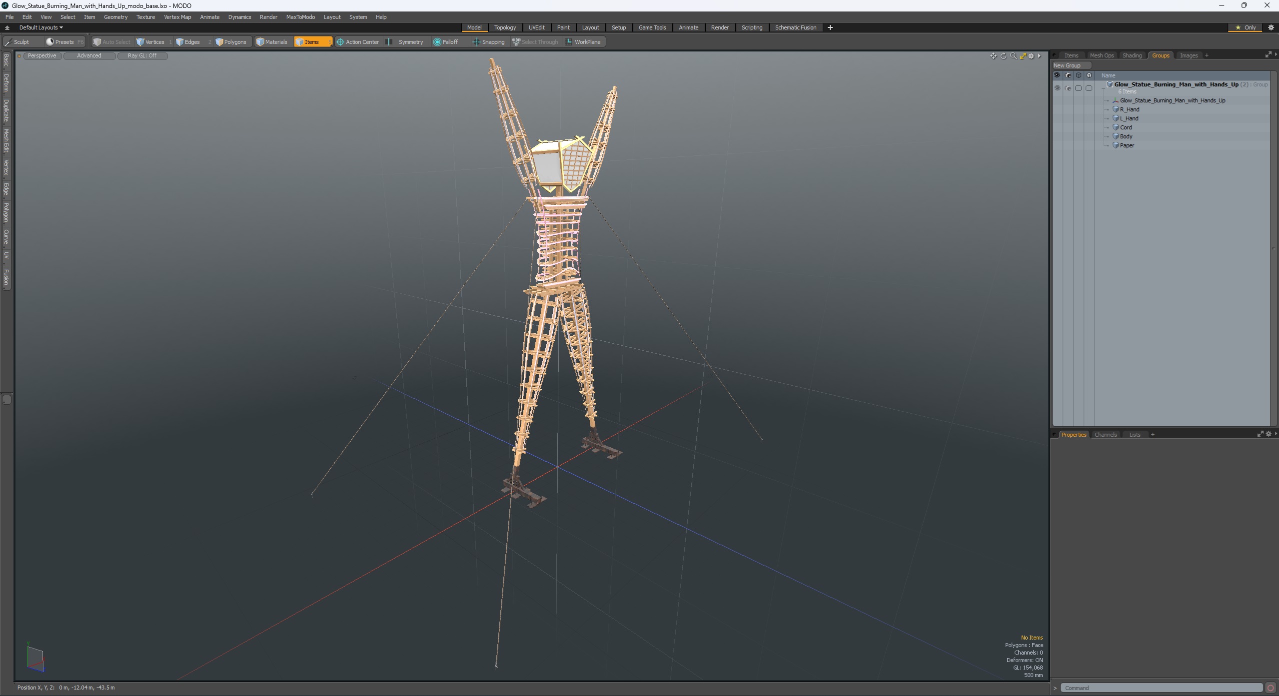 Glow Statue Burning Man with Hands Up 3D