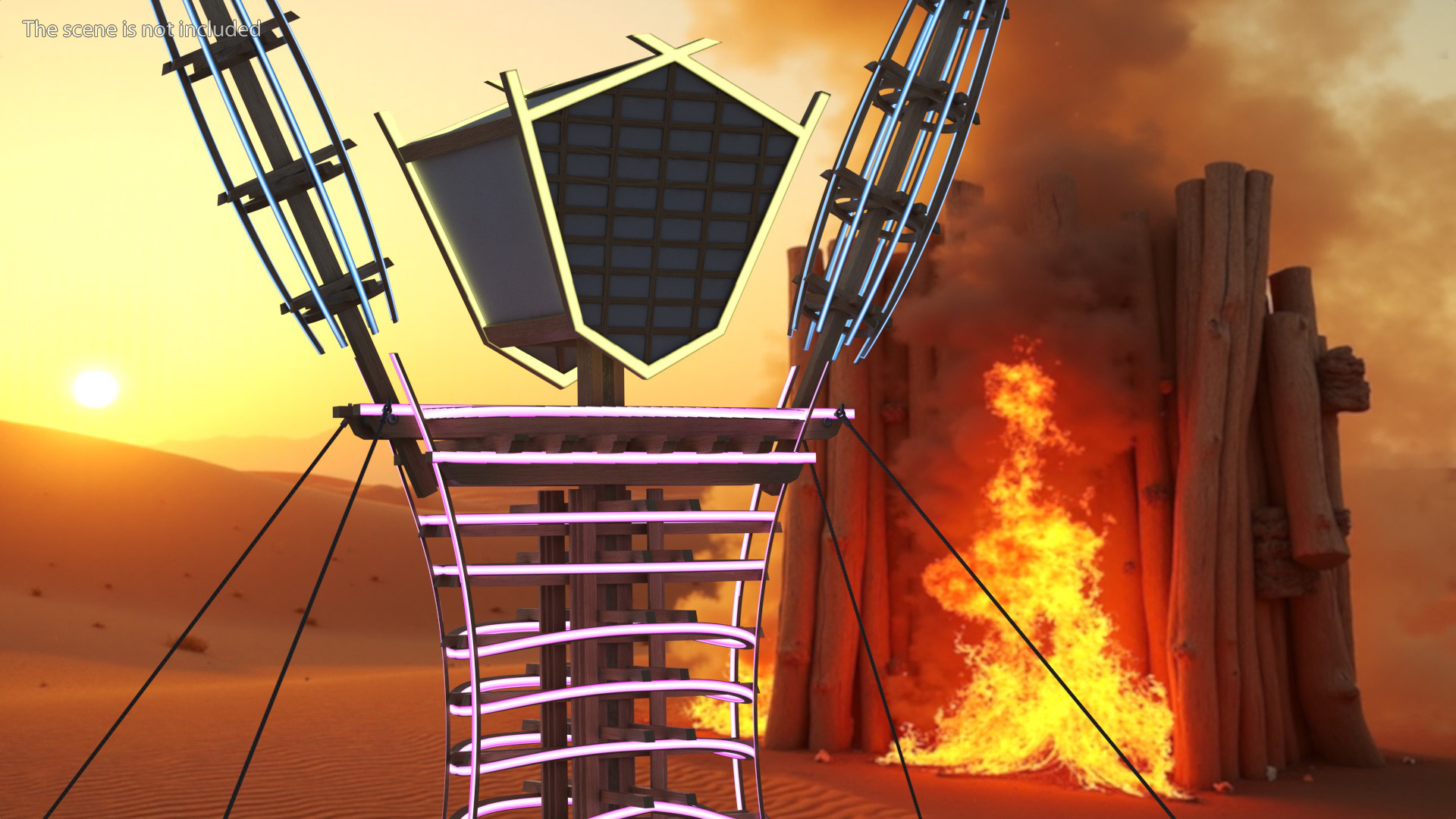 Glow Statue Burning Man with Hands Up 3D