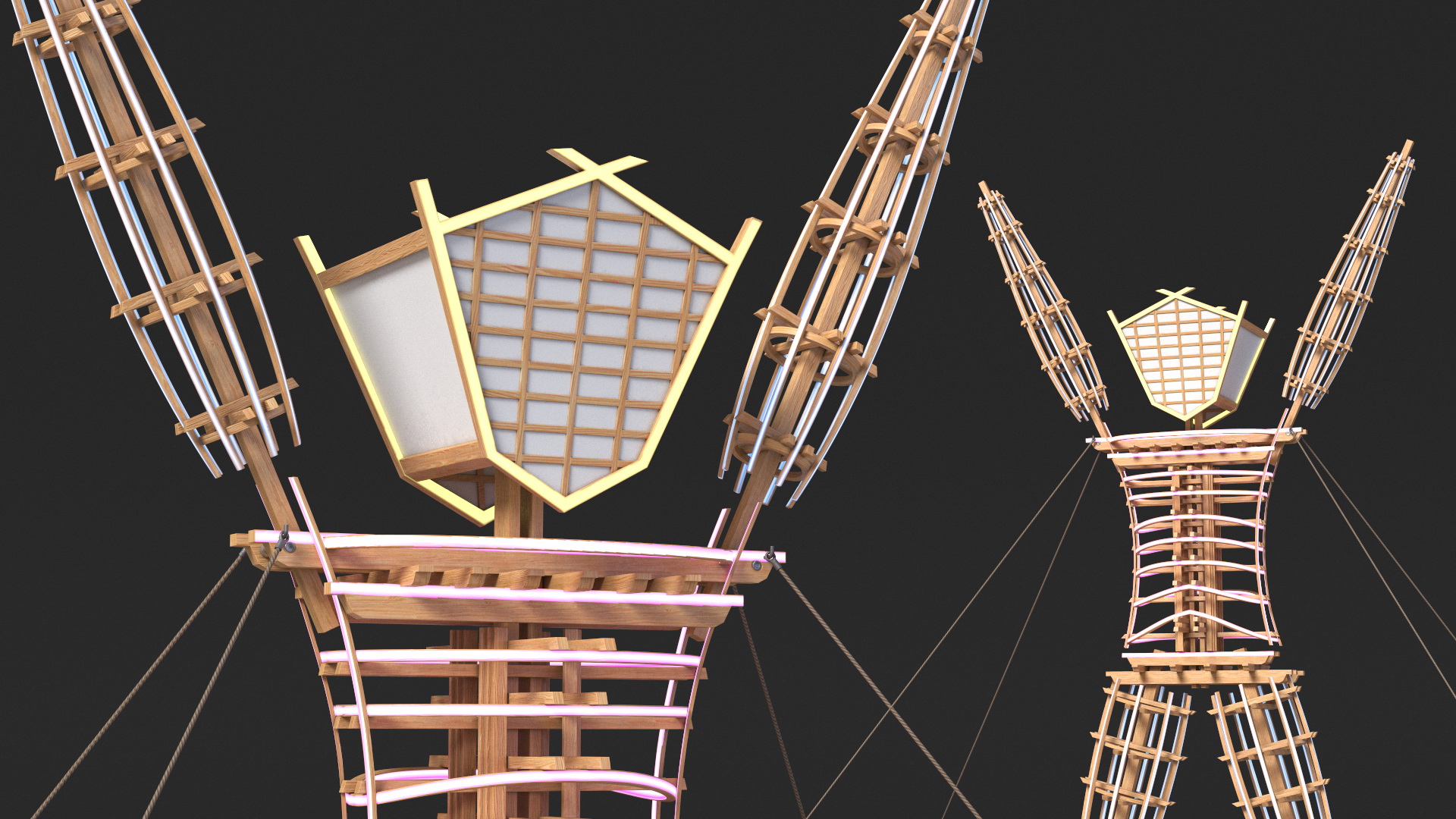 Glow Statue Burning Man with Hands Up 3D