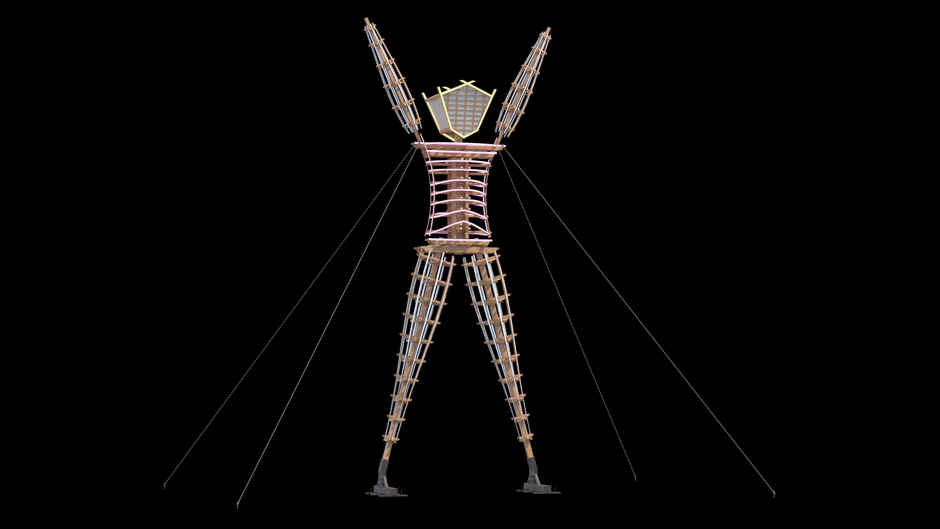 Glow Statue Burning Man with Hands Up 3D