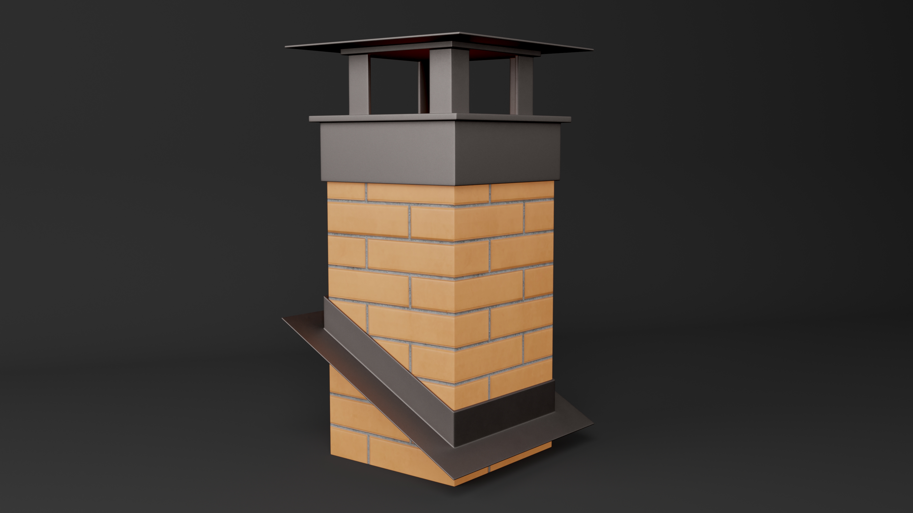 Square Brick Chimney Corner Base 3D