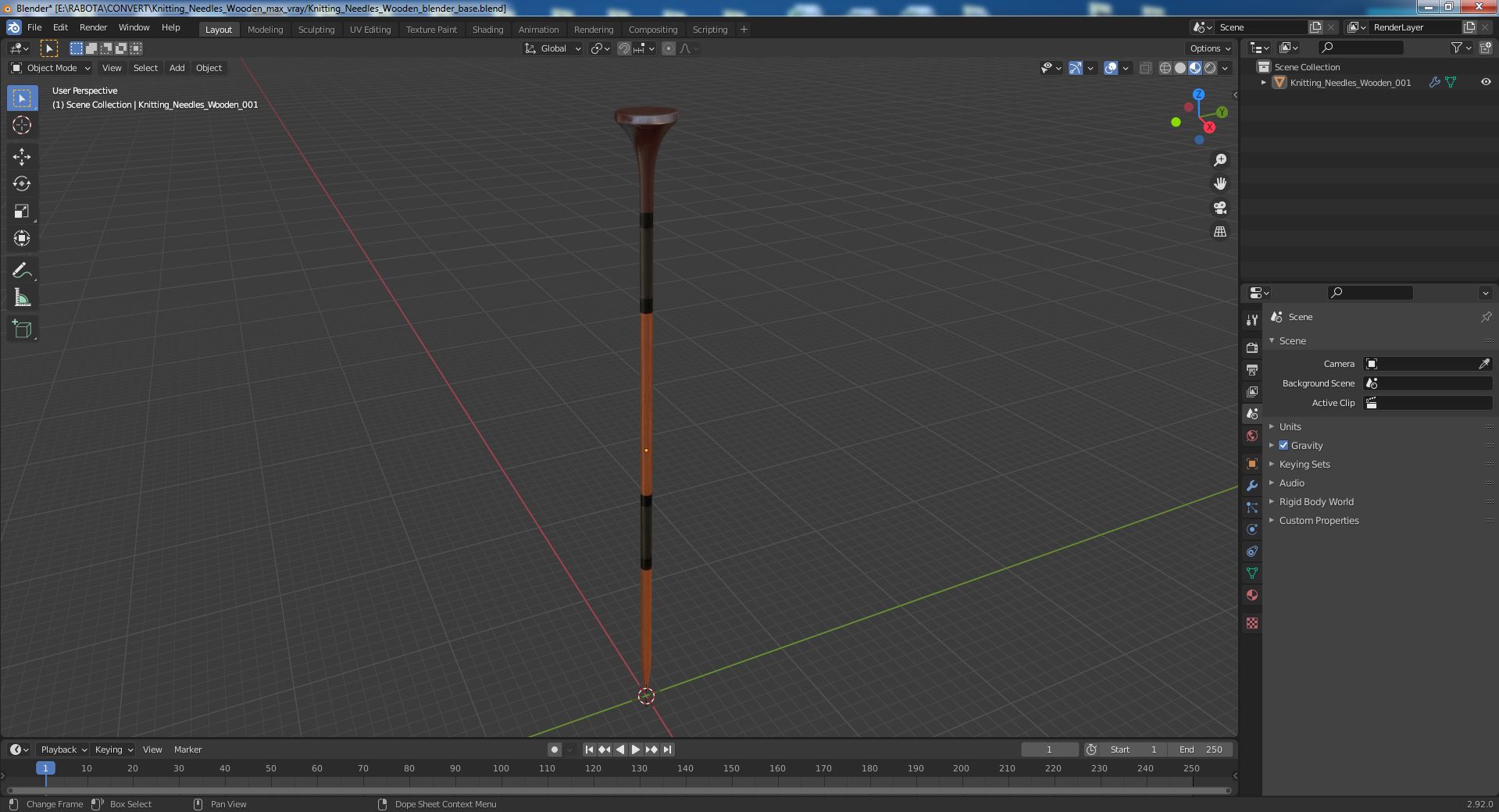 3D Knitting Needles Wooden model