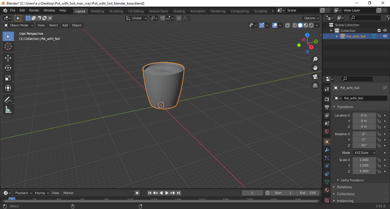 3D Pot with Soil model