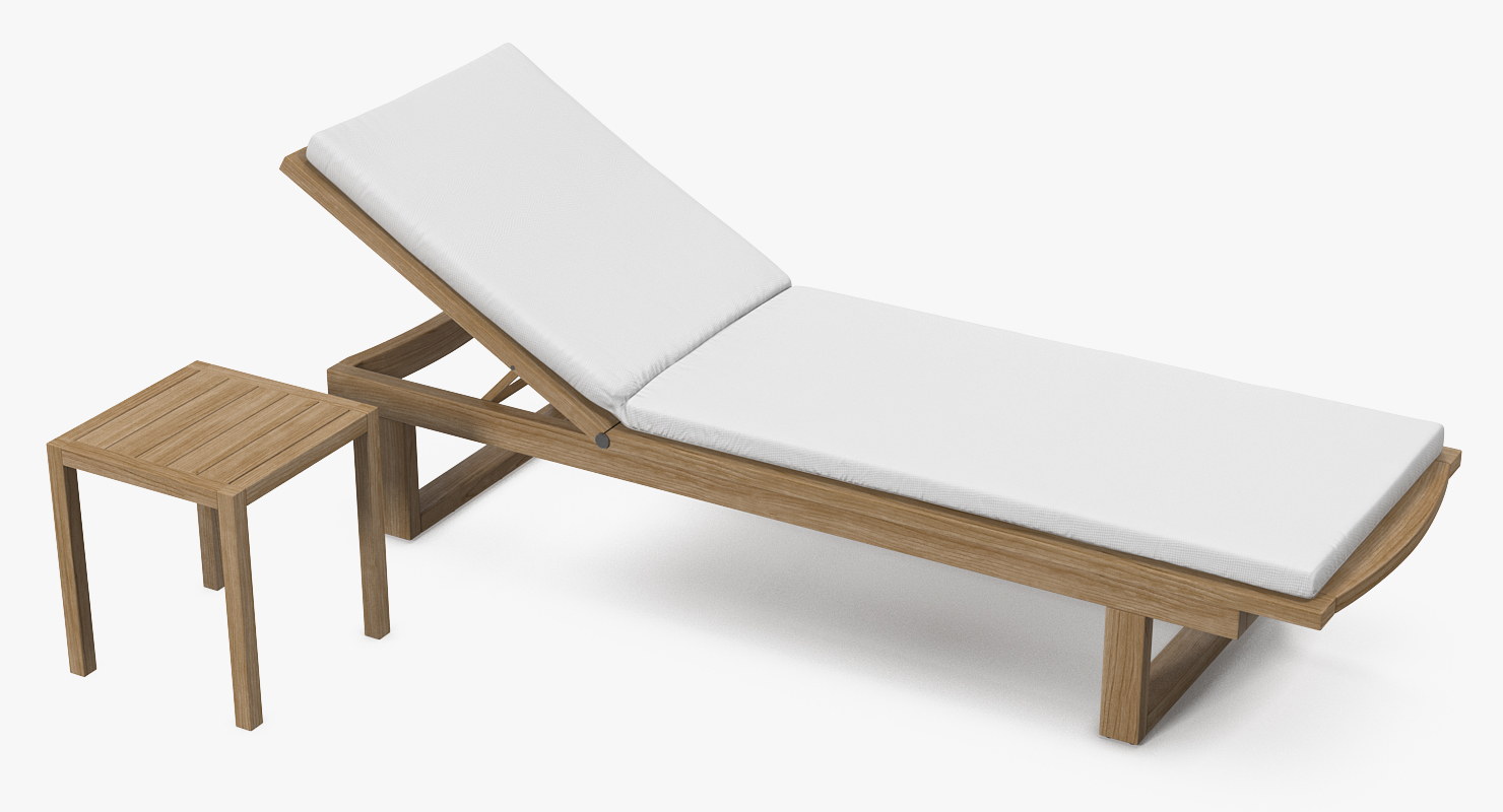 3D Garden Wooden Sun Lounger with Table